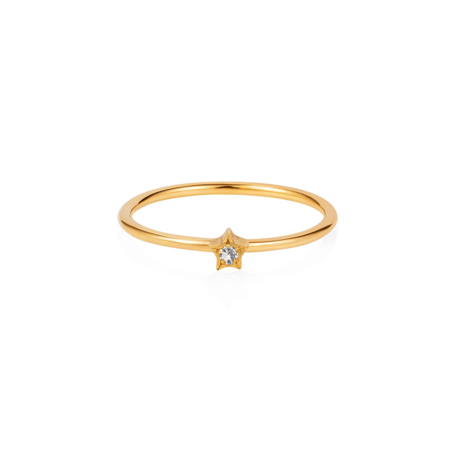 Tiny Star Ring - Diamond & Gold