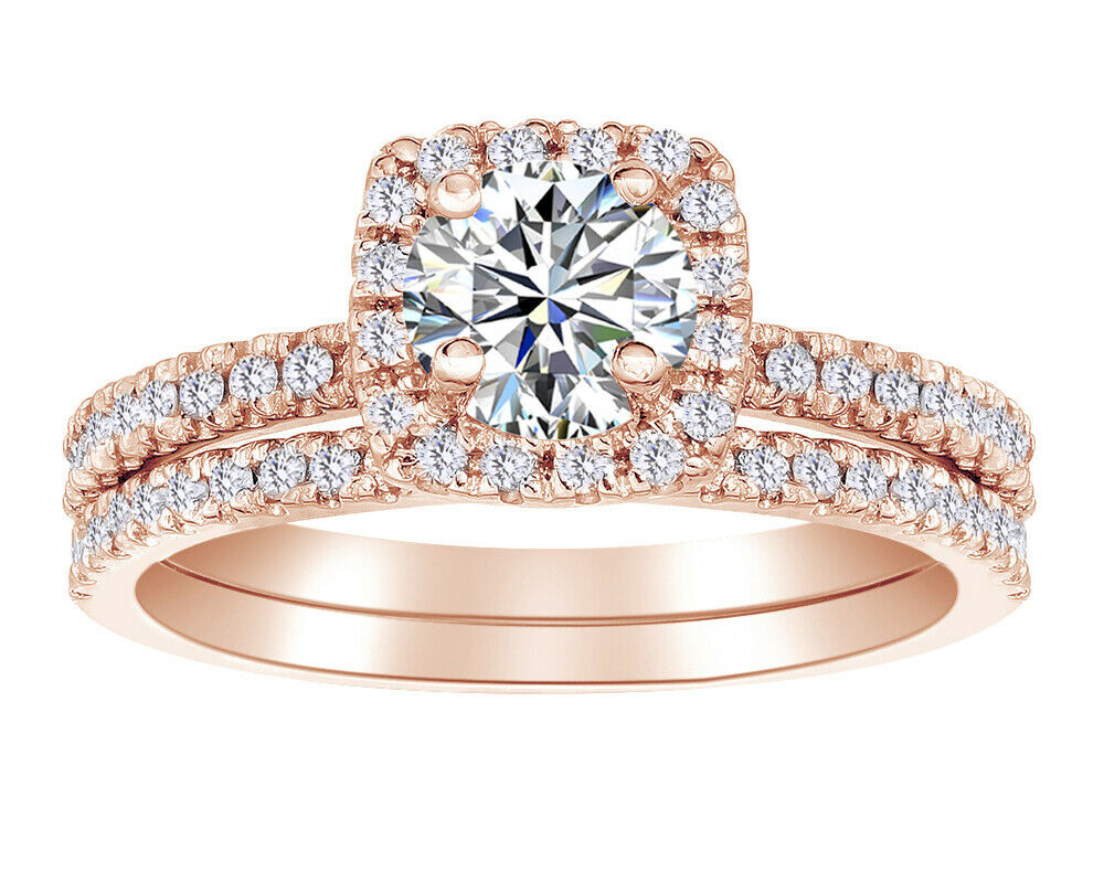 5/8 ct Diamond Halo Engagement Ring Set in White, Rose, Yellow Gold, or Platinum