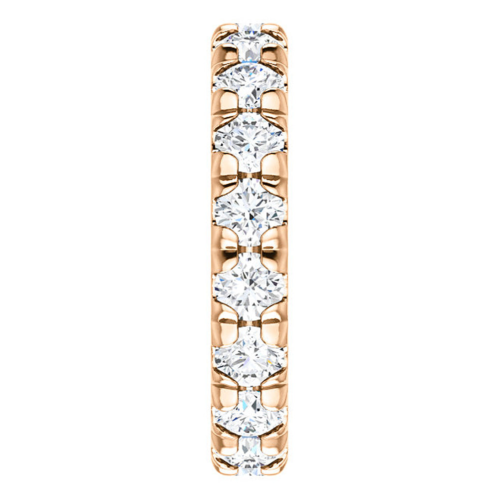 3 5/8 Diamond Pave Set Eternity Wedding Ring 14k Rose Gold