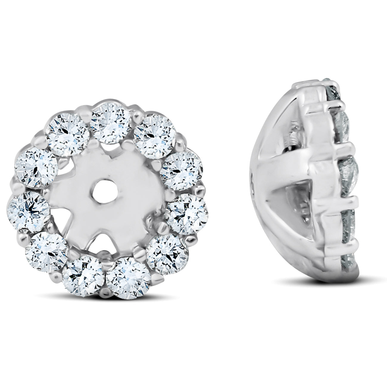 3/8 ct Halo Diamond Earring Jackets 14K White Gold (4mm)
