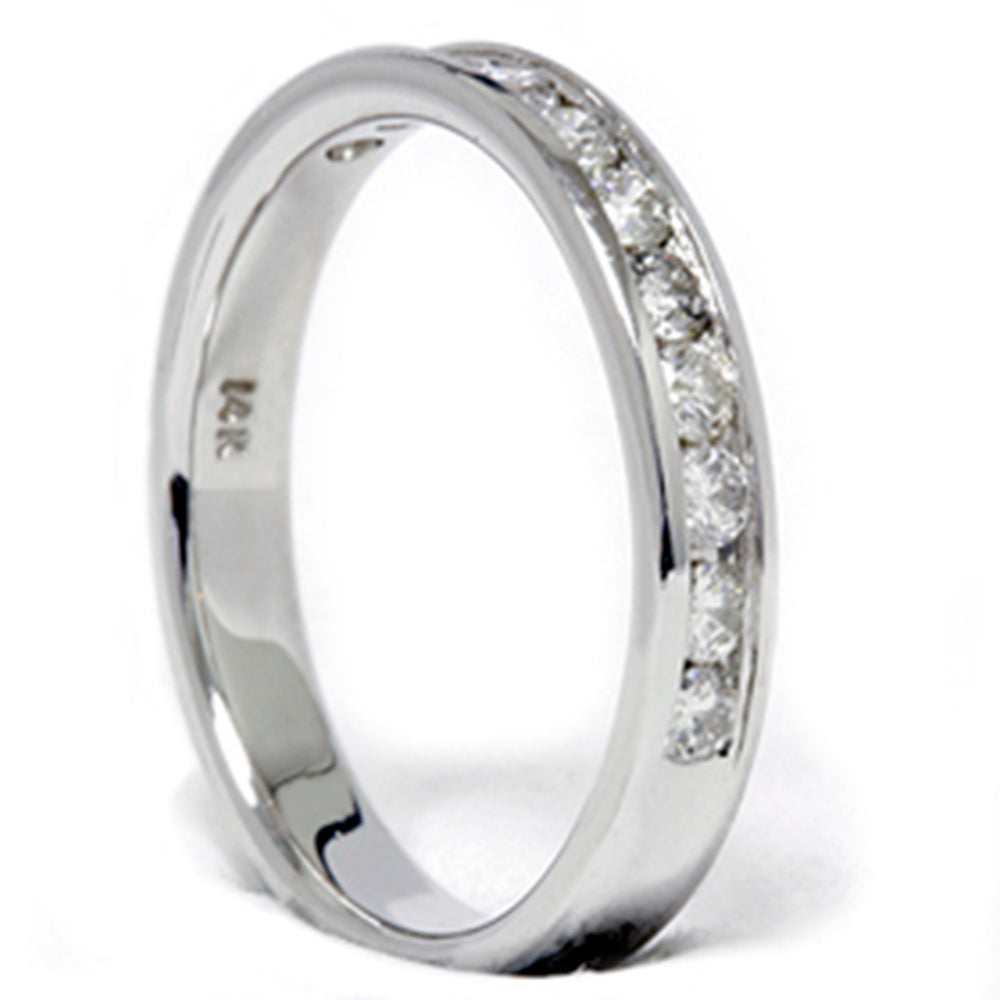1/2 CT 14K White Gold Diamond Wedding Guard Ring Band