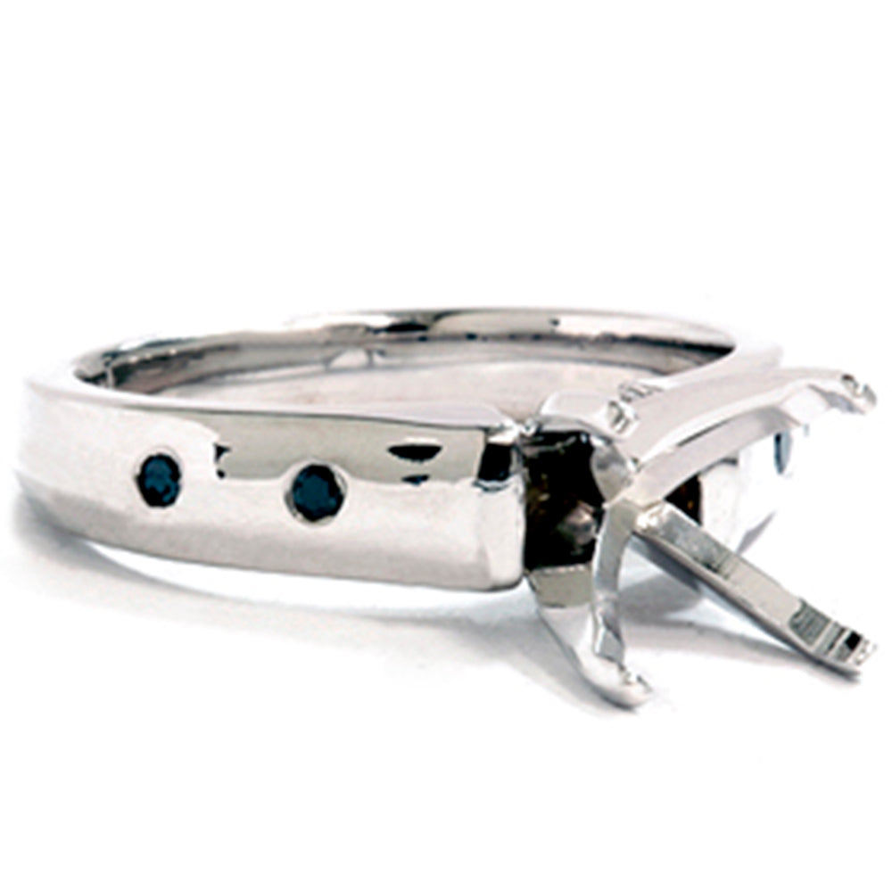 Black Diamond Semi Mount Cathedral Engagement Ring 14K Setting