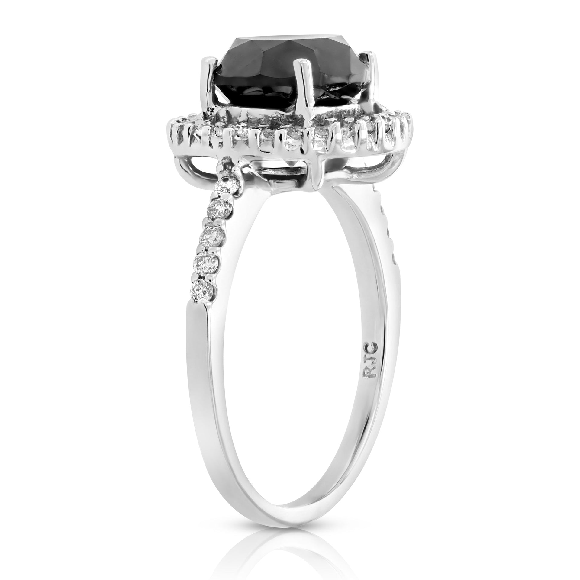 3.50 cttw Black Diamond Engagement Ring Bridal Wedding 14K White Gold