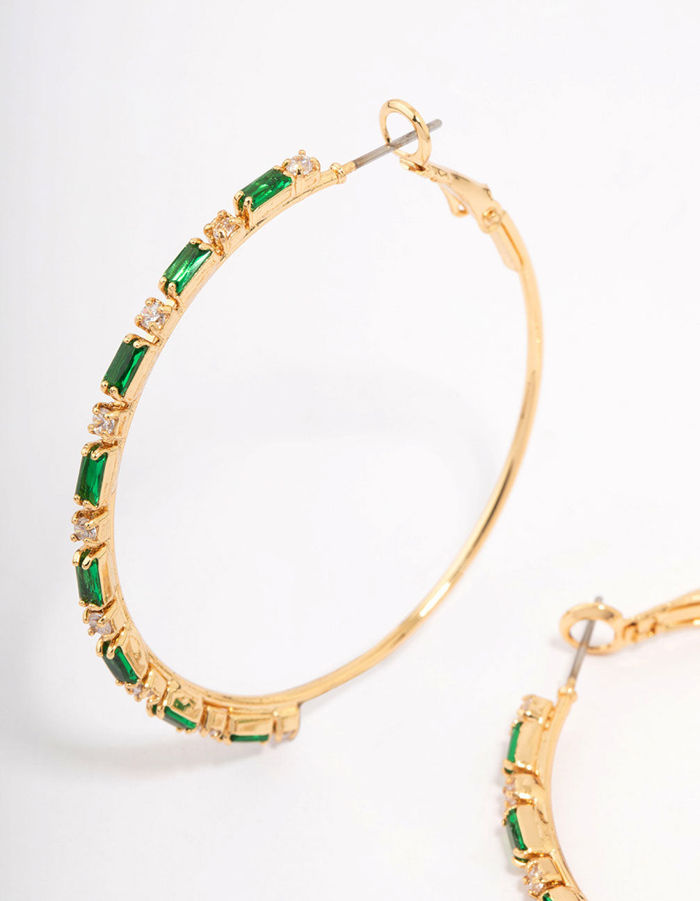 Lovisa - Gold Plated Round & Emerald Baguette Large Hoop Earrings