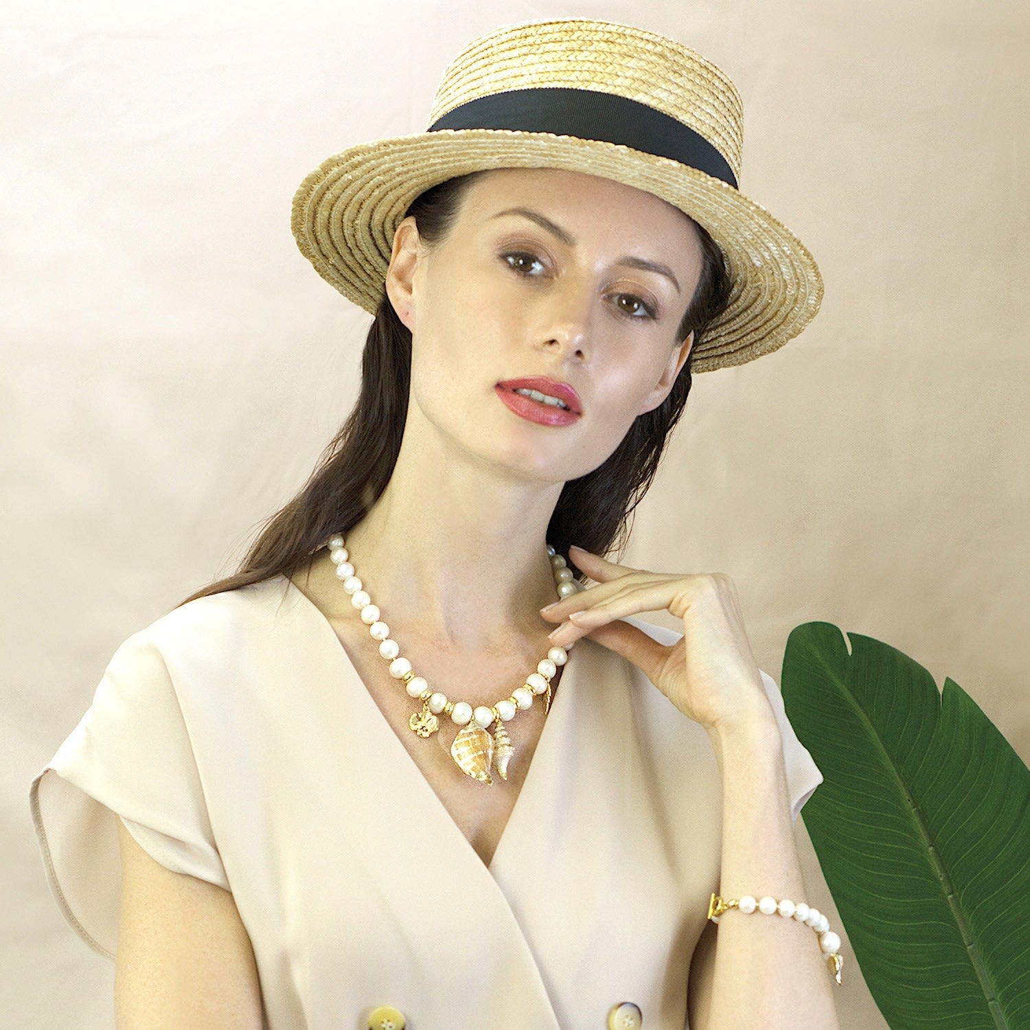 Freshwater Pearl & Shell Charm Short Necklace