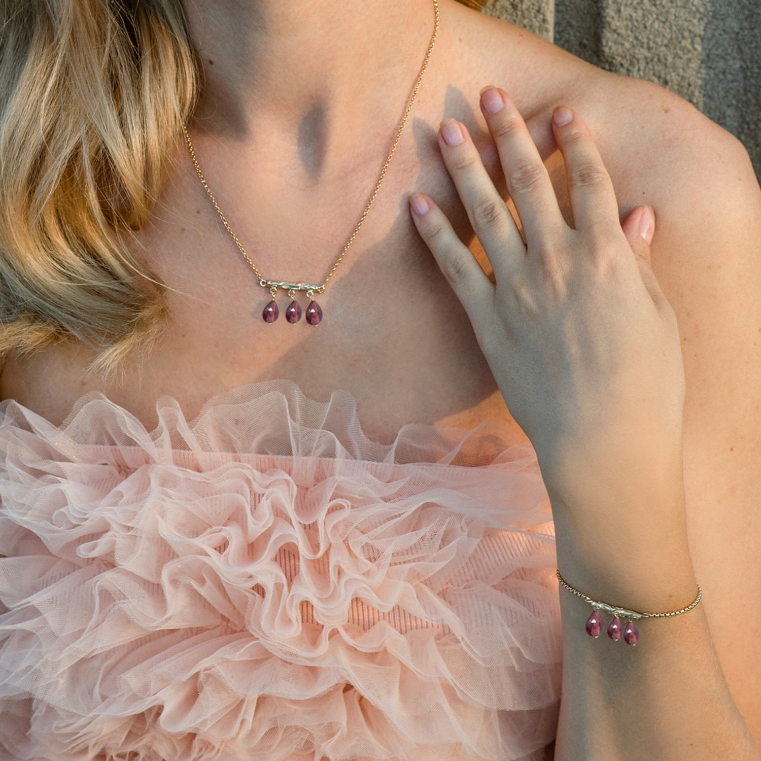 Tiziana Gold Vermeil Garnet Necklace