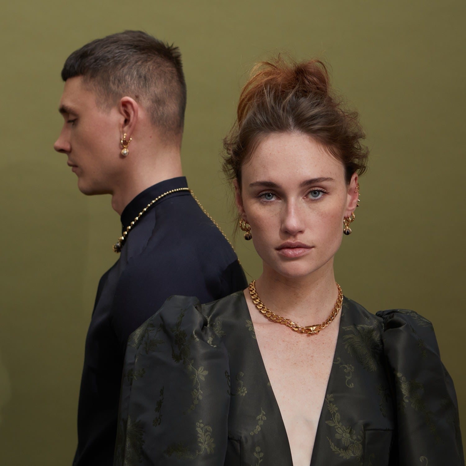 The Dragon & The Black Pearl Hoop Earrings - Gold