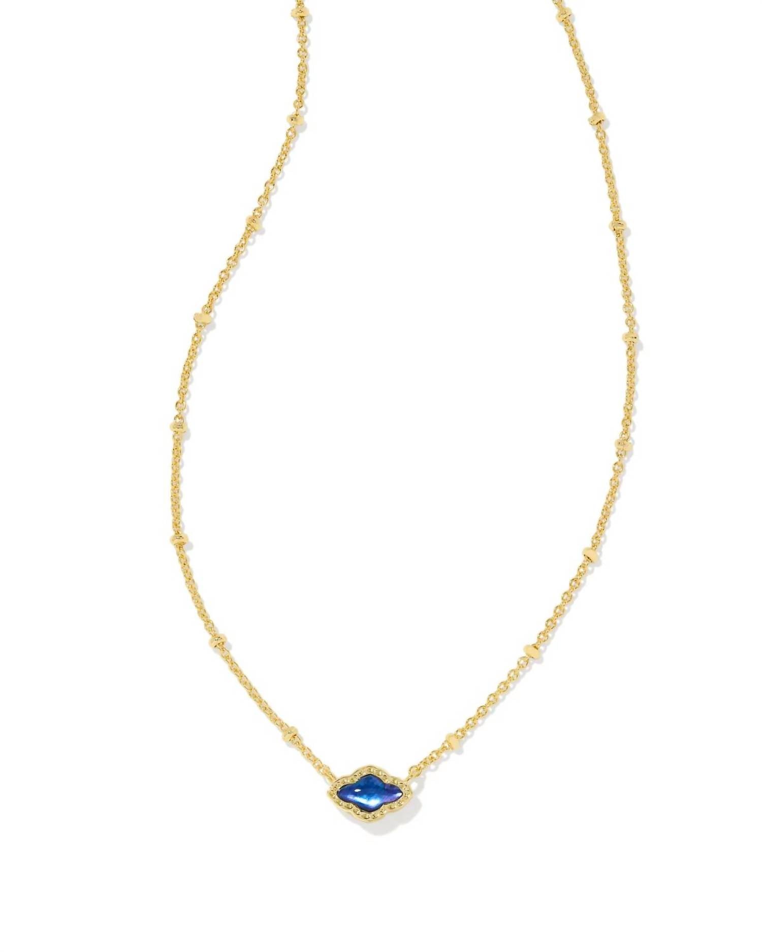 Women's Mini Abbie Satellite Short Pendant Necklace In Gold Navy Abalone