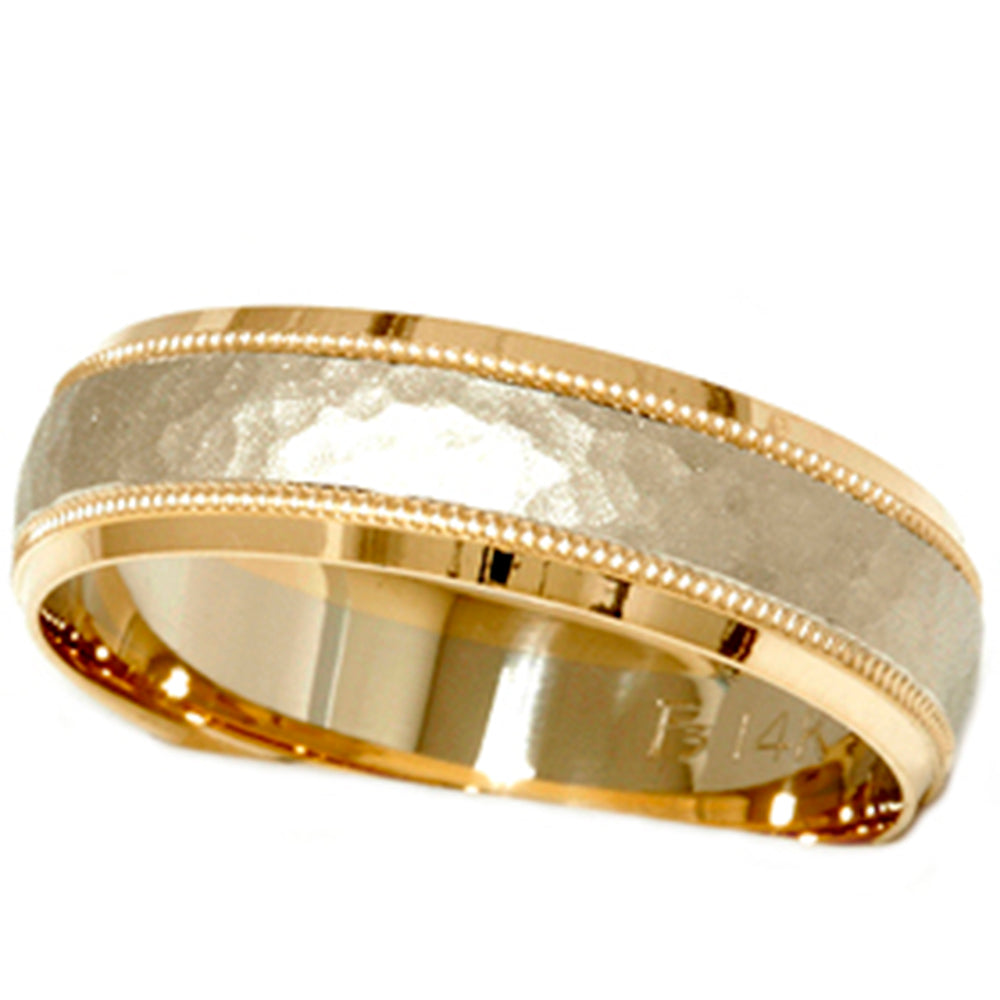 Hammered Wedding Band 14K Gold
