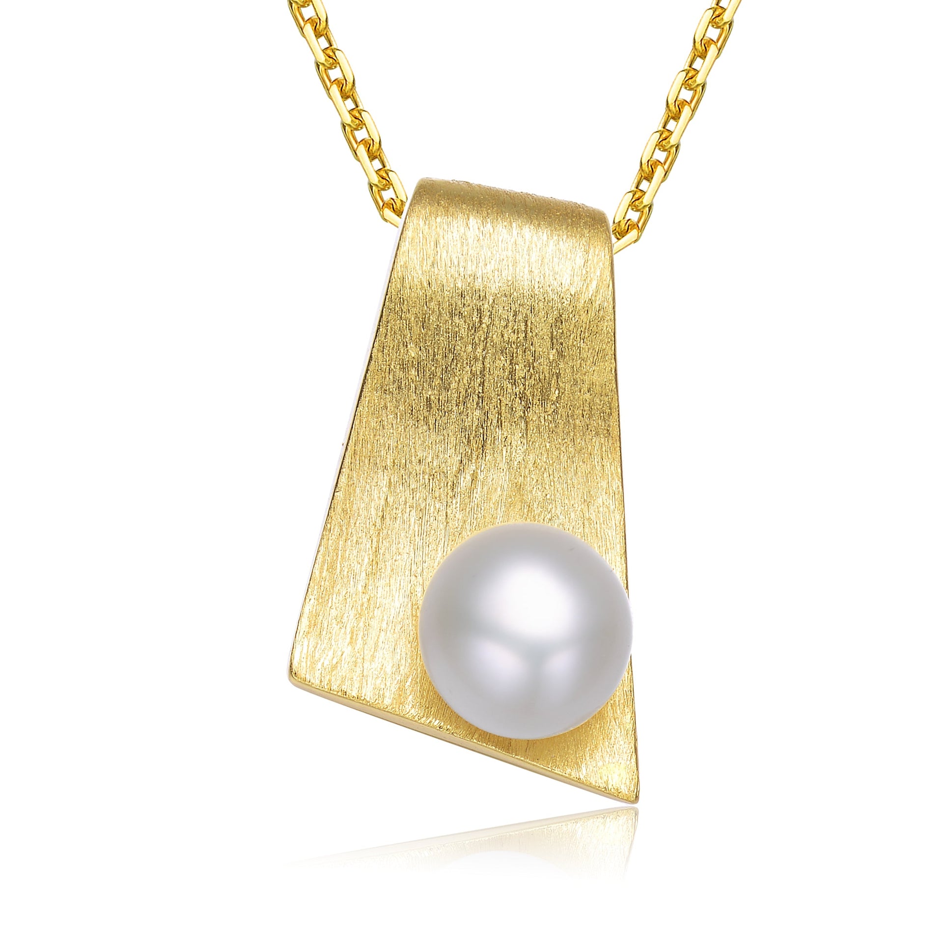 Sterling Silver Gold Plated Freshwater Pearl Pendant Necklace