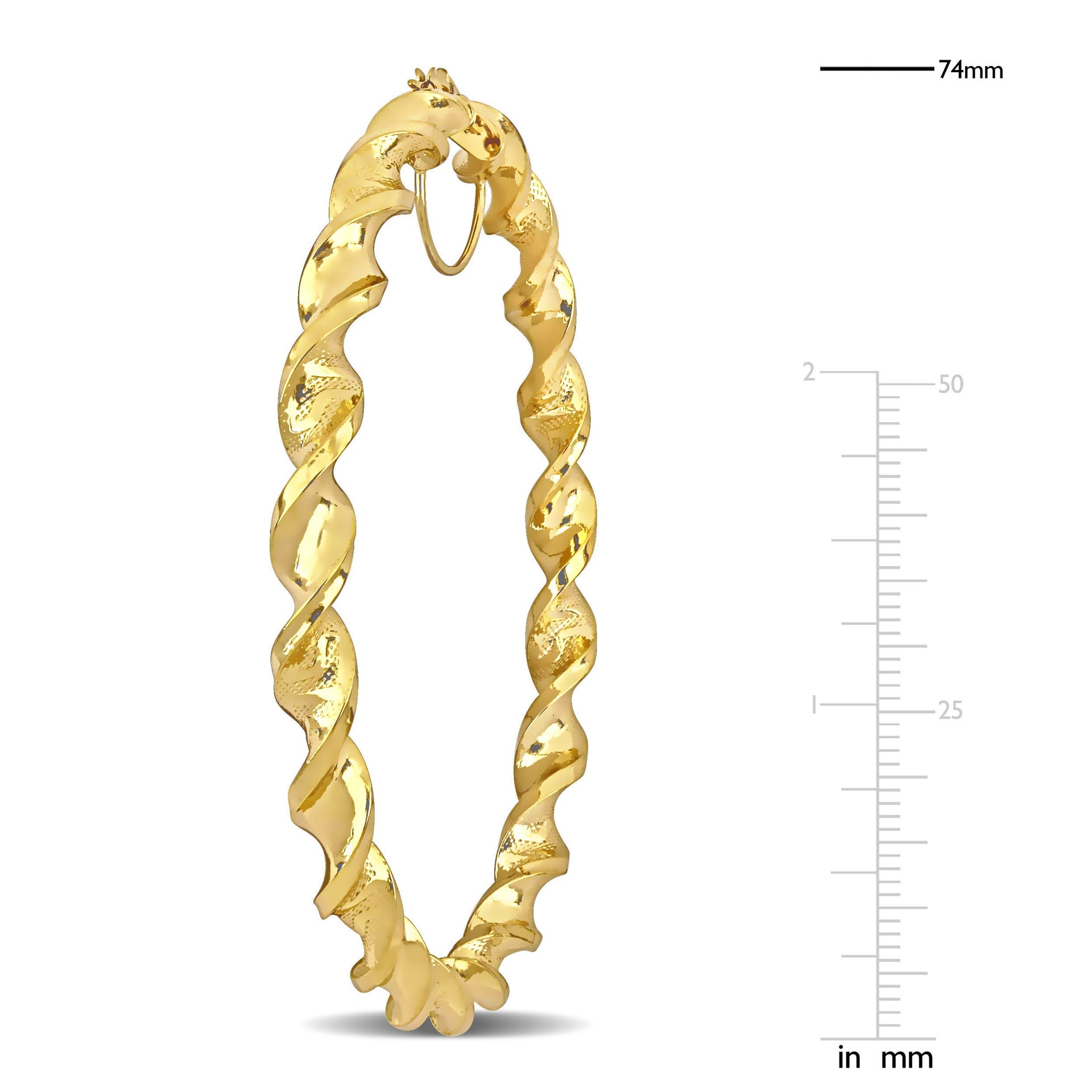 74 MM Twisted Hoop Earrings in 14K Yellow Gold