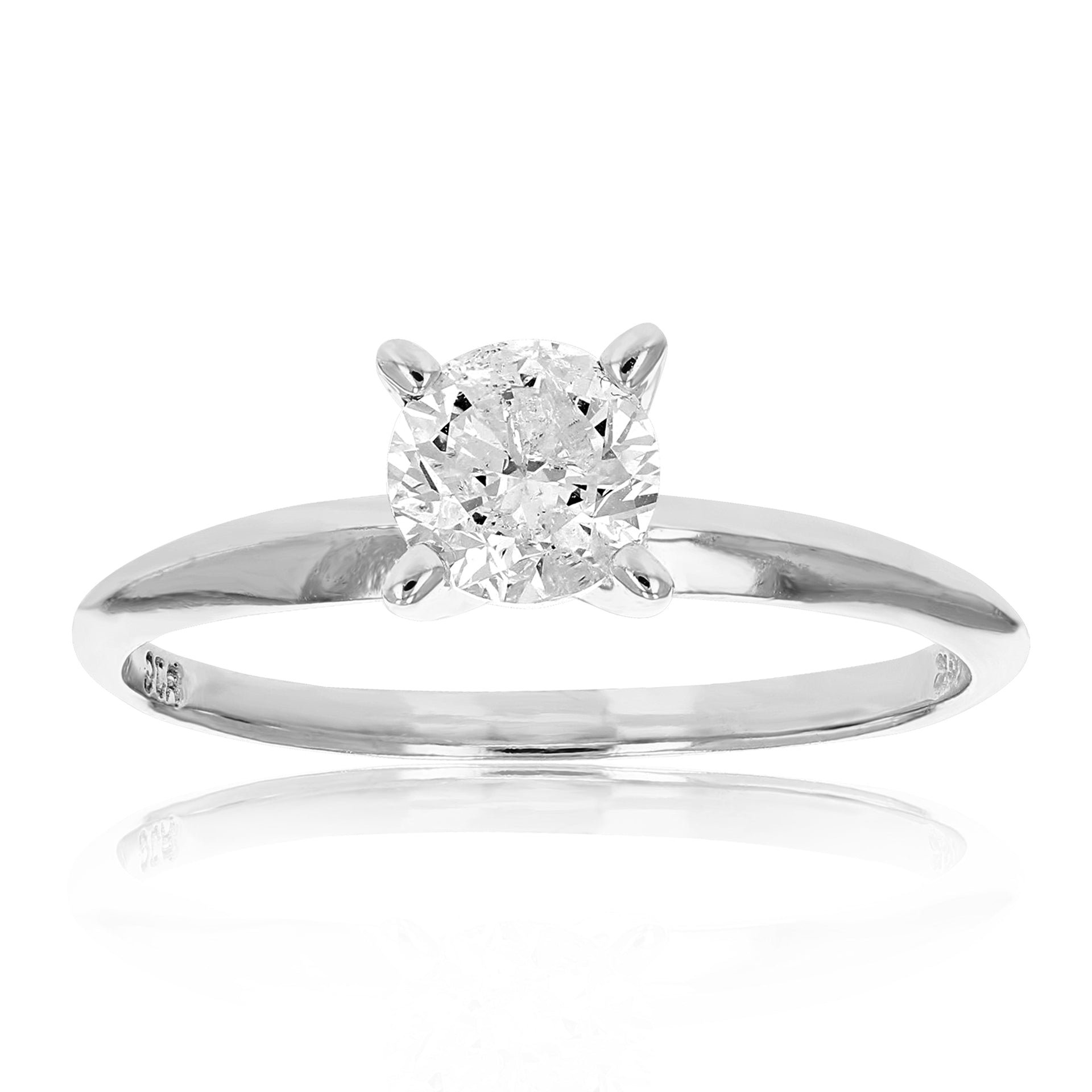 0.70 cttw Round Diamond Solitaire Engagement Ring 14K White Gold Bridal