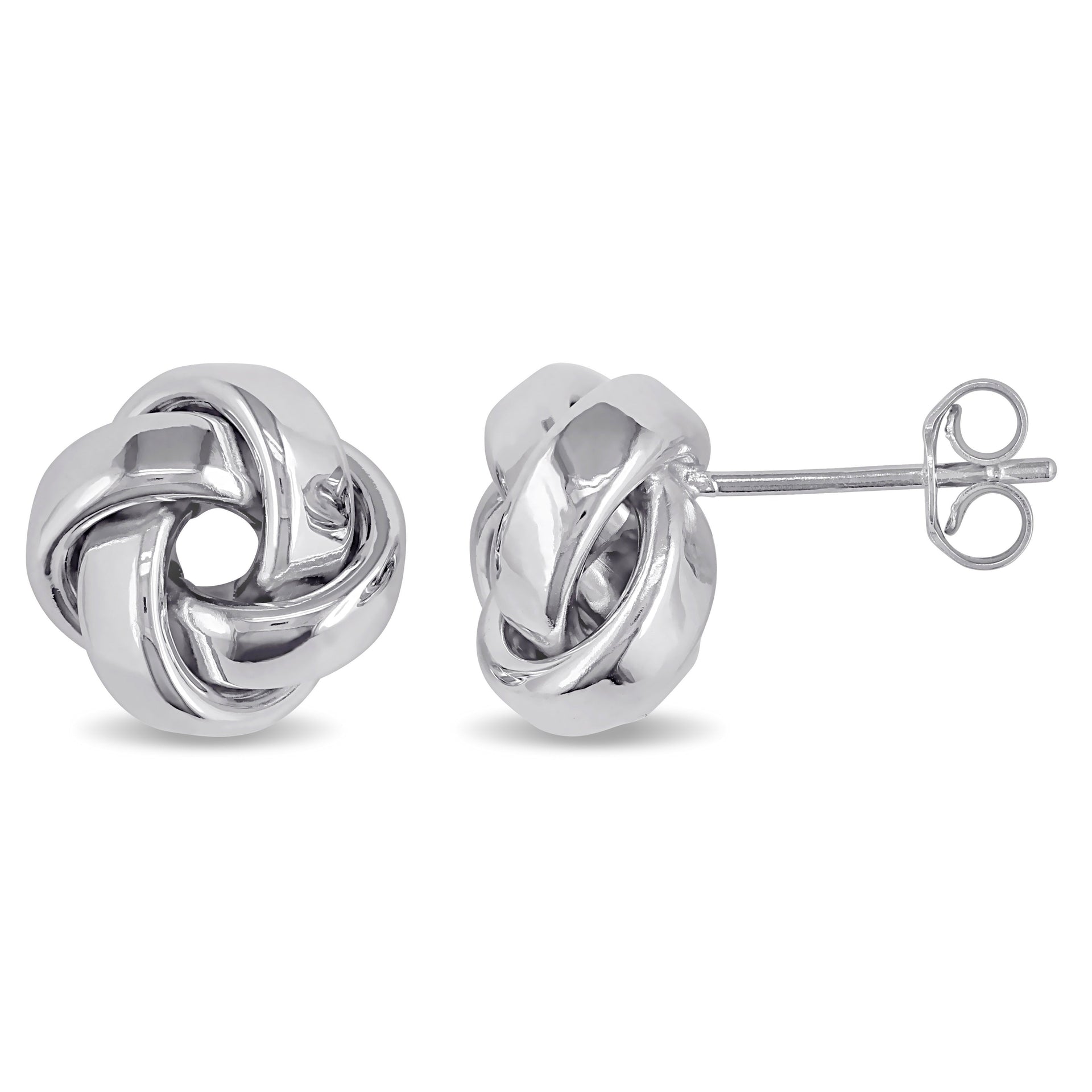 Mimi & Max Love Knot Stud Earrings in 10k White Gold