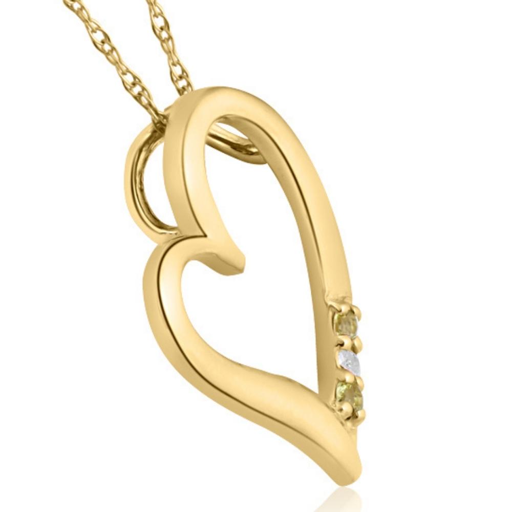 Diamond & Peridot Heart Pendant 3-Stone 10K Rose Gold with 18' Chain
