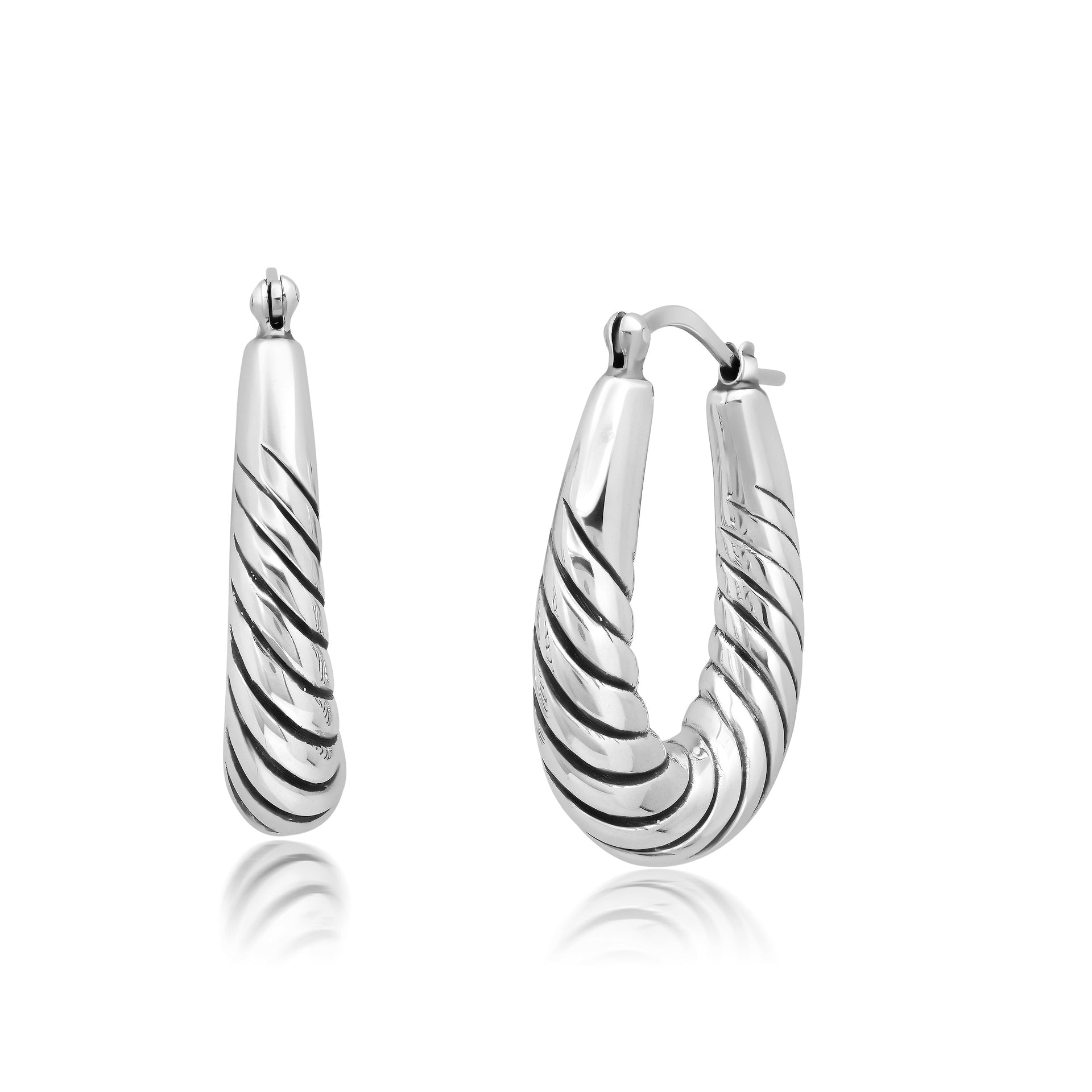 Sterling Silver 24X29X8 MM Hoop Earrings