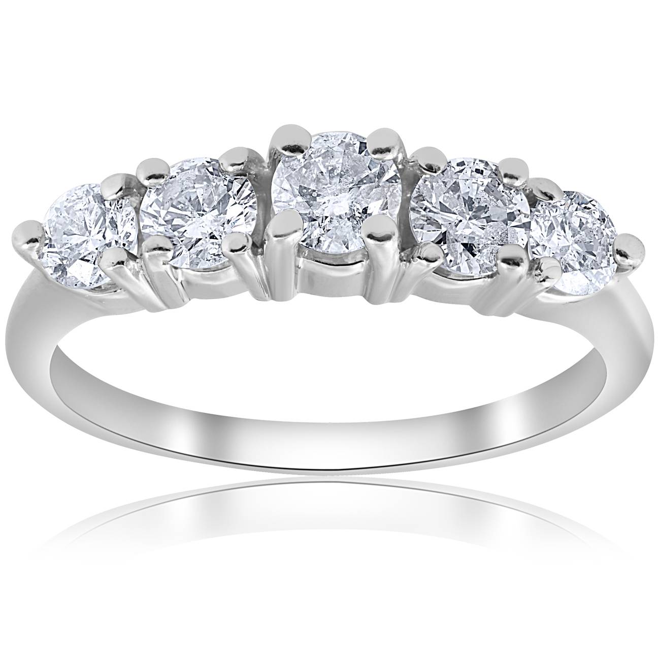 1 CT 5-Stone Graduated Diamond Ring 14K White Gold