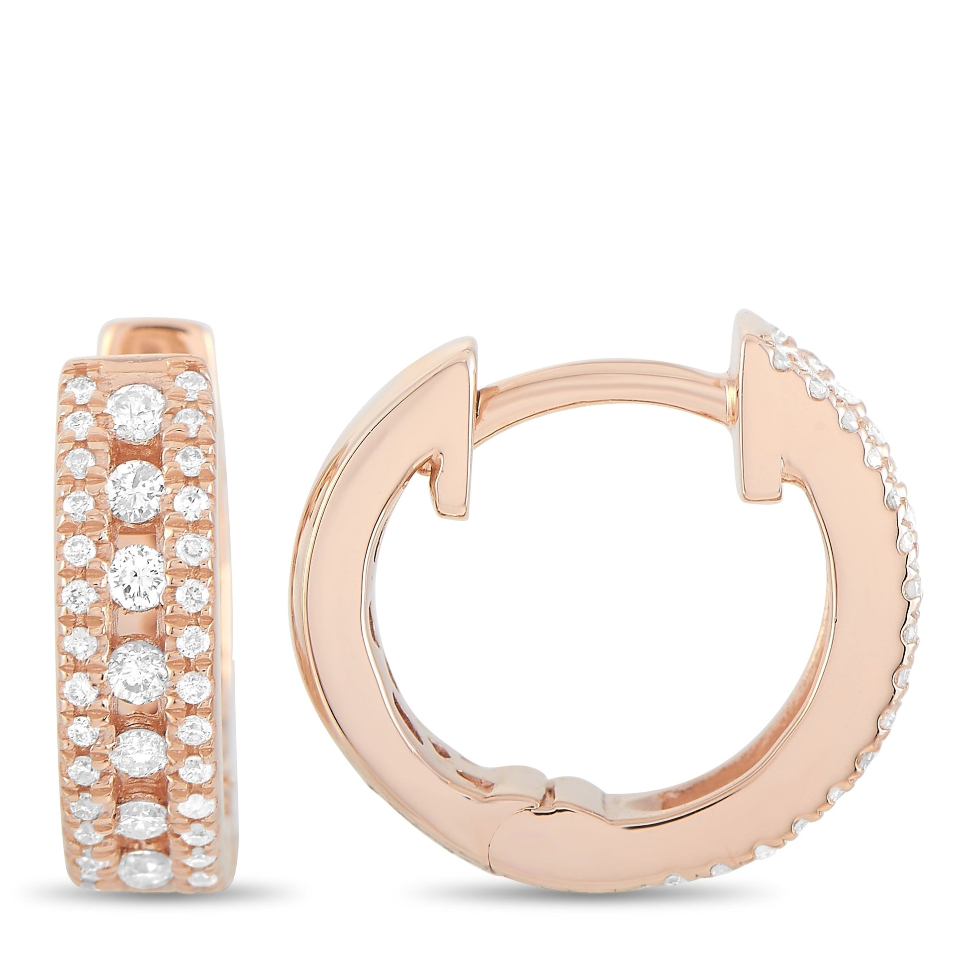 14K Rose Gold 0.35 ct Diamond Hoop Earrings
