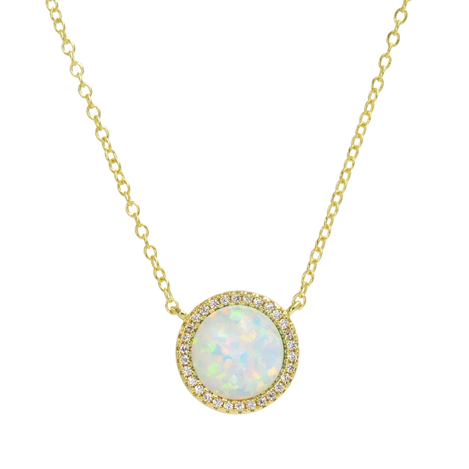 Beacon Opal Circle Necklace With Crystals - White