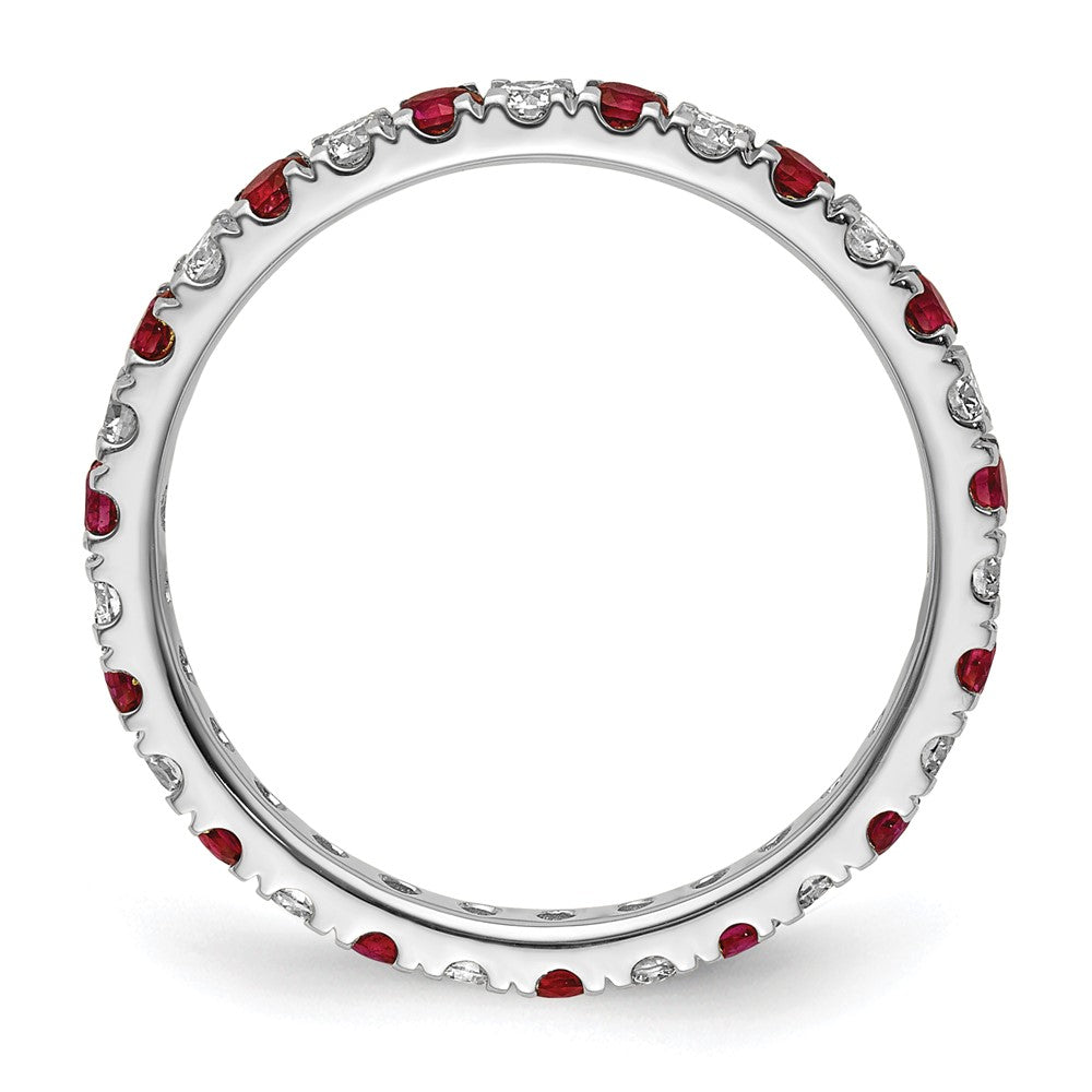 14k White Gold Lab Grown Diamond & Ruby Eternity Wedding Band Ring 1/2ct Clarity- VS Color- G-H