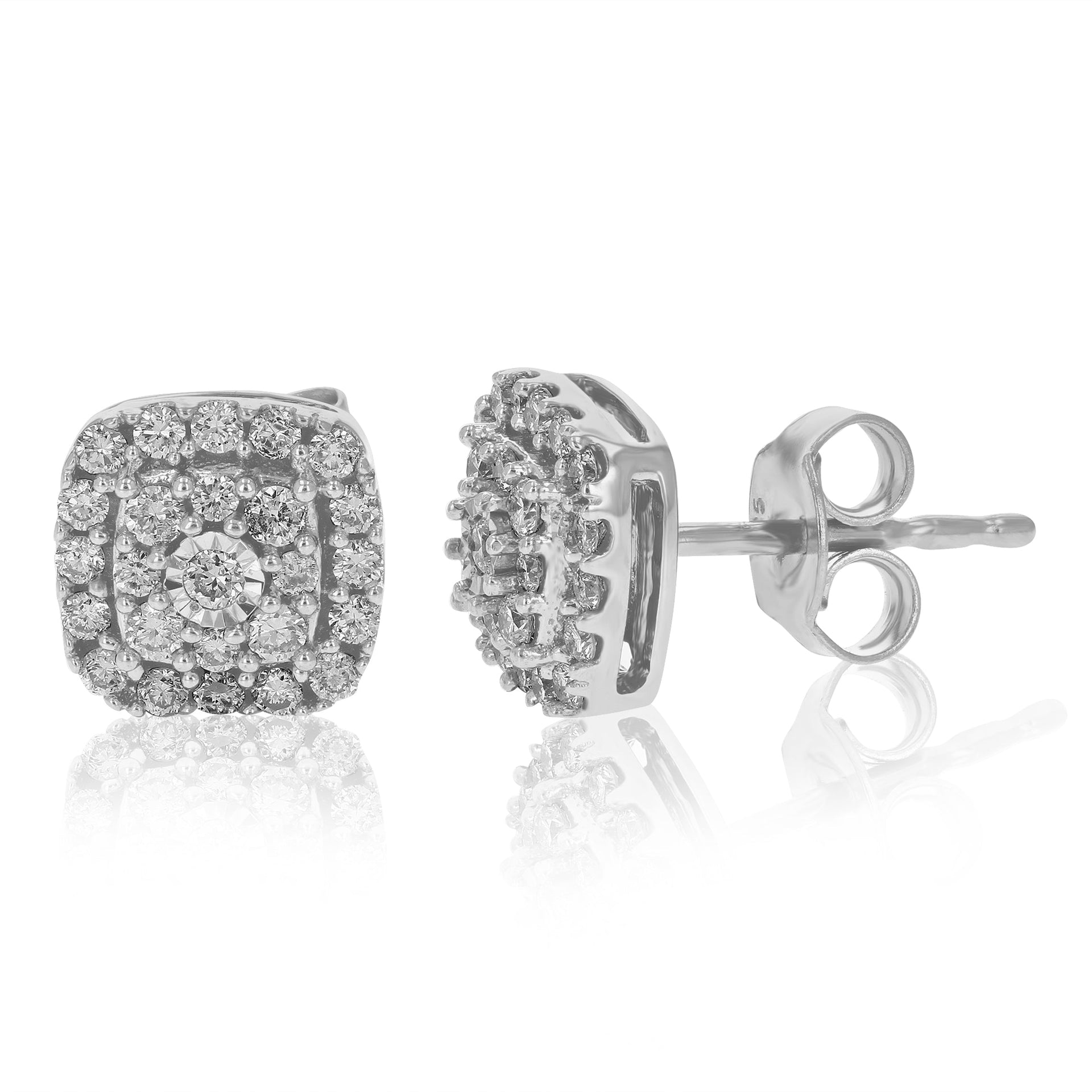 1/2 cttw Round Lab Grown Diamond .925 Sterling Silver Stud Earrings Prong Set