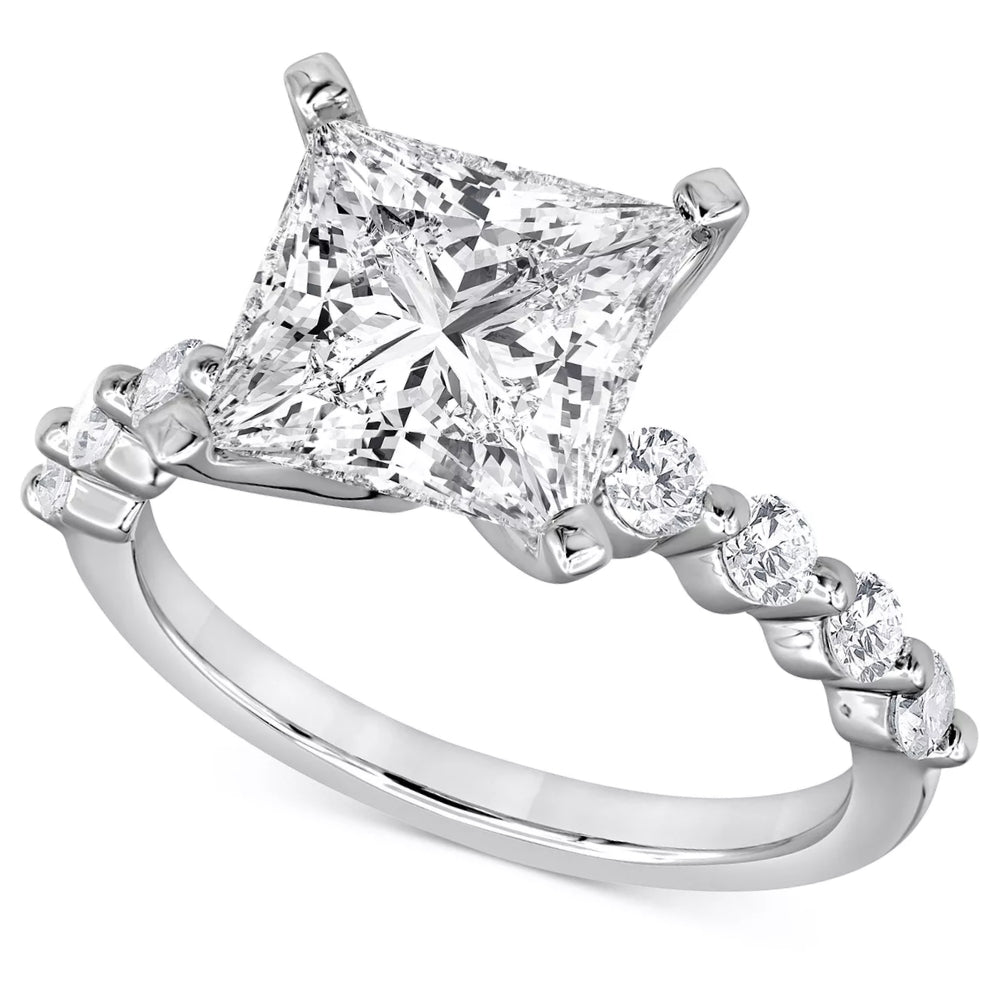 3Ct Princess Cut Diamond Engagement Ring 14k White Gold Lab Grown