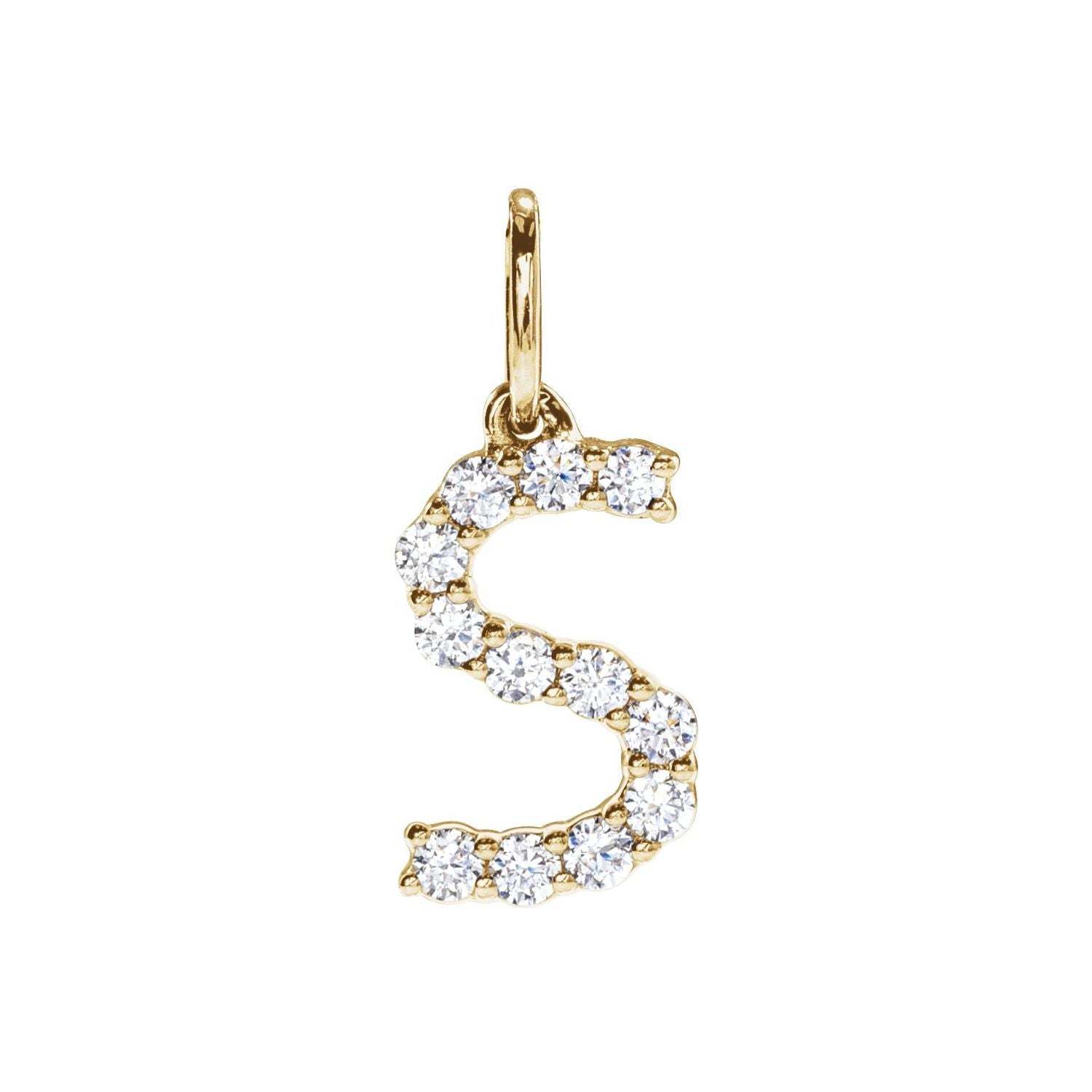 14k Gold 1/5ct Lab-grown Diamond Initial S Pendant