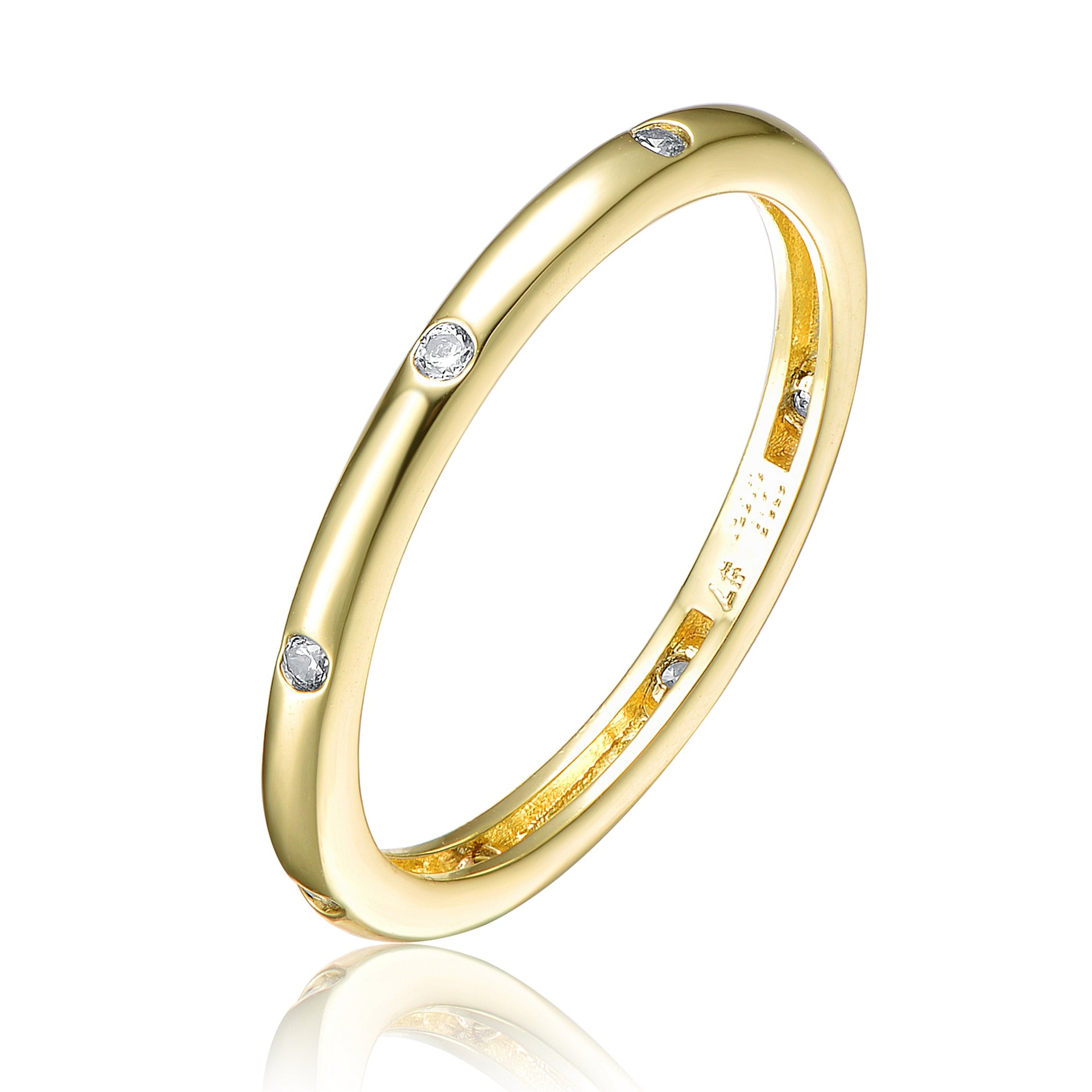 Gold Plated Clear Cubic Zirconia Band Ring