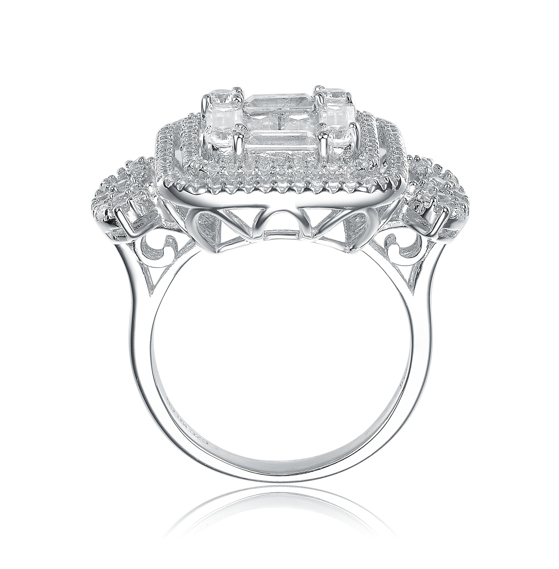 Sterling Silver Cubic Zirconia Accent Square Ring