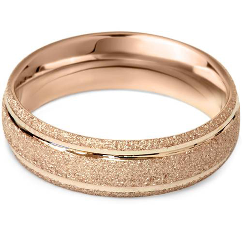6mm Brushed Wedding Band 14K Rose Gold Size Selectable
