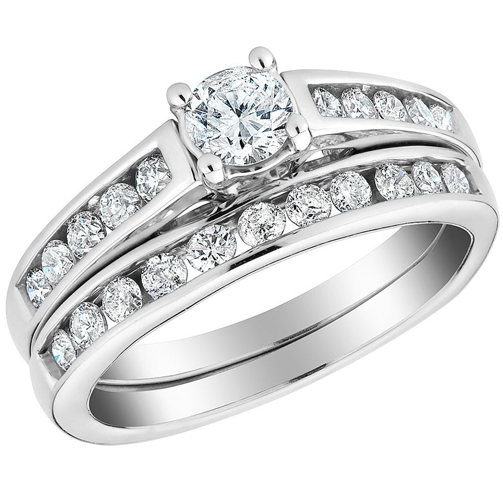 1/2 Ct Diamond Engagement Wedding Ring Set 10k White Gold
