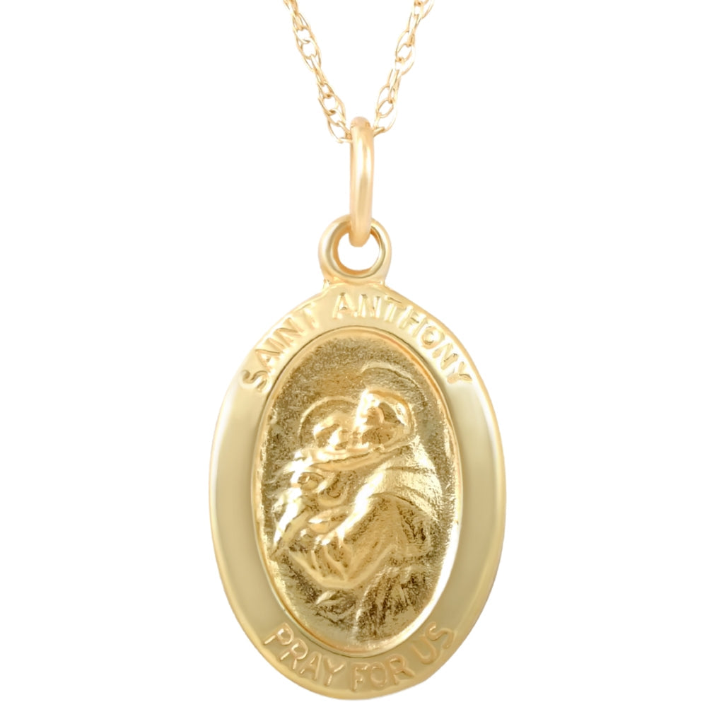 14k Yellow Gold St. Anthony Medal Pendant .5' Tall 1.5 Grams