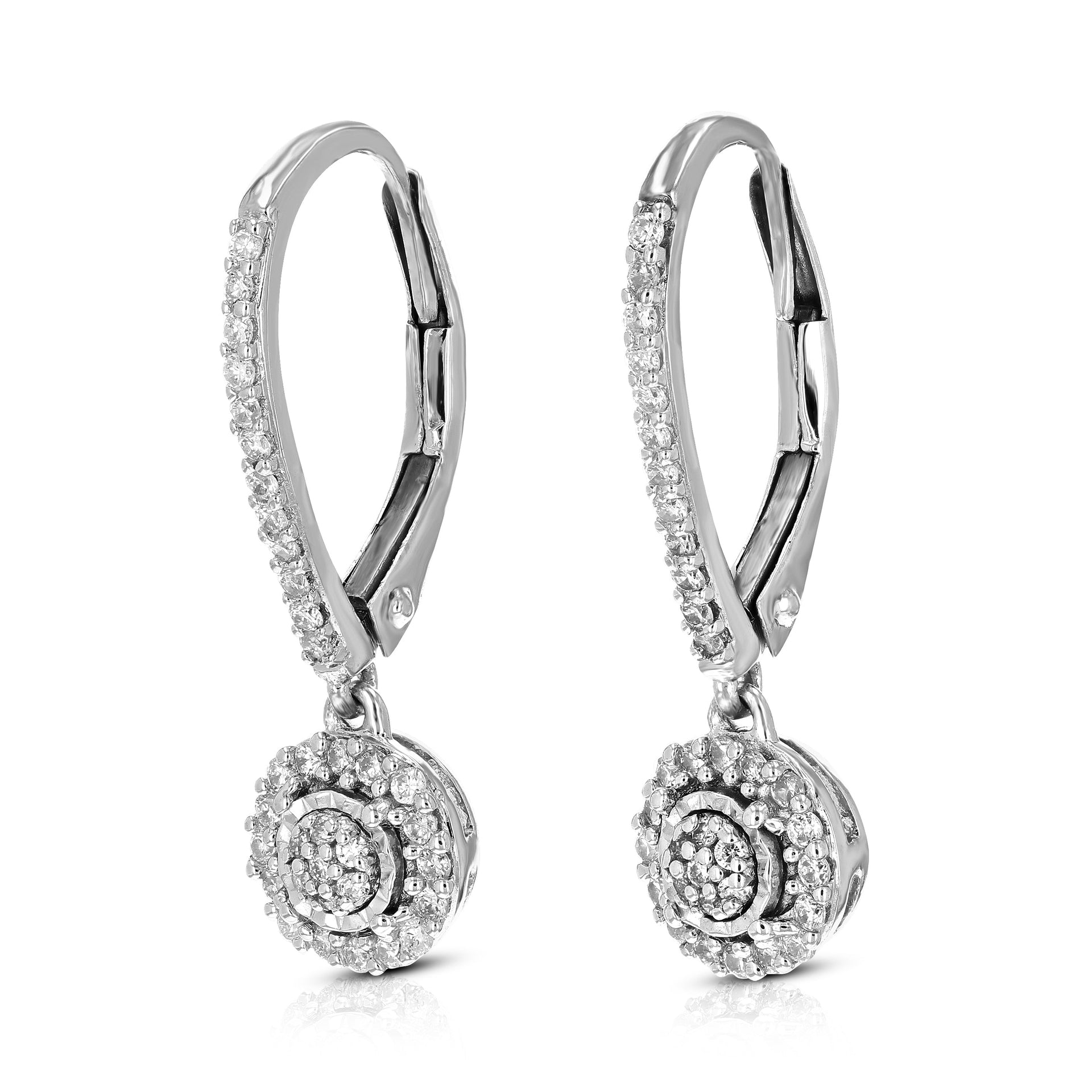 1/4 cttw Round Lab Grown Diamond Dangle Earrings for Her .925 Sterling Silver Prong Set 3/4 Inch Size