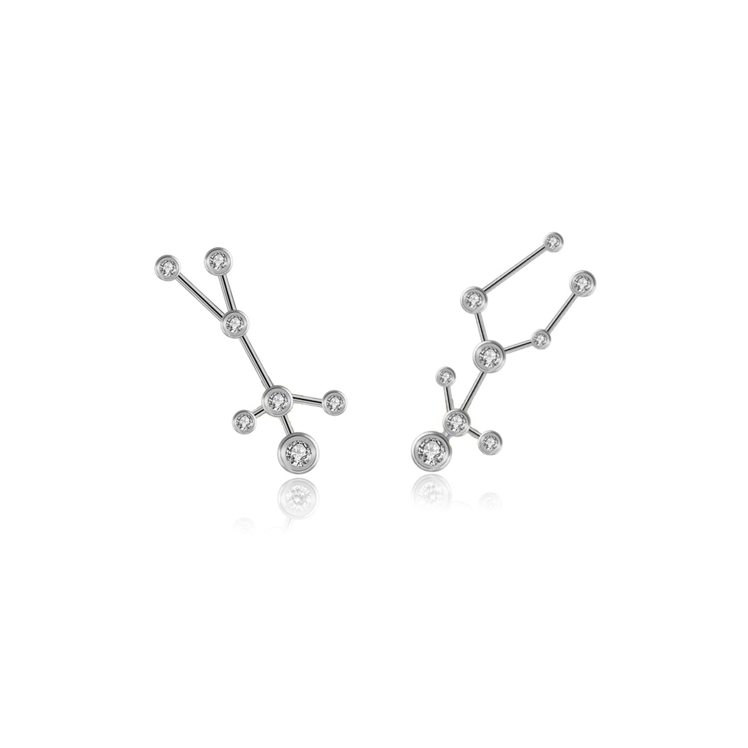 Gemini Zodiac Constellation Earing 18K White Gold & Diamond