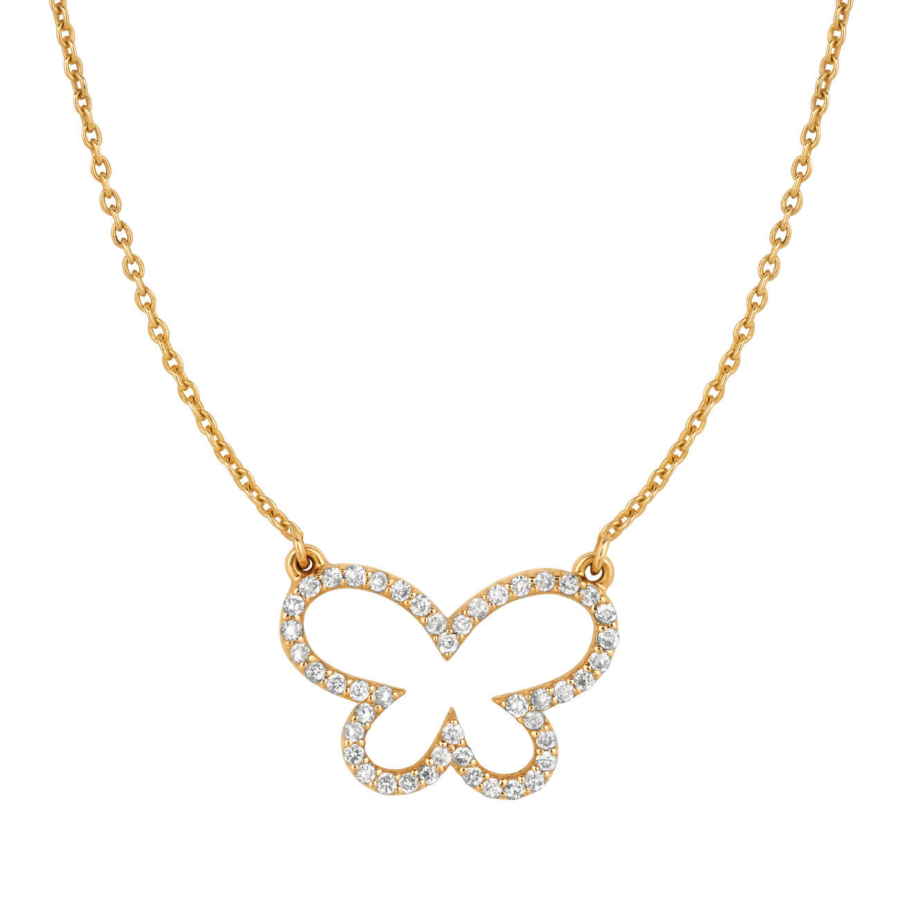 Diamond Butterfly Necklace (Medium) Yellow Gold