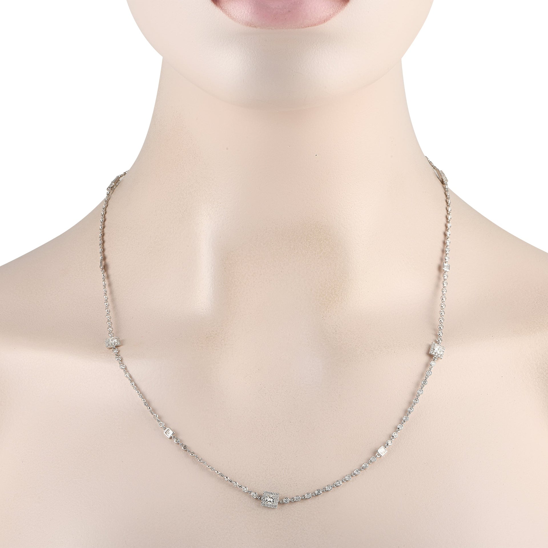LB Exclusive 18K White Gold 4.50ct Diamond Necklace ANK-19773