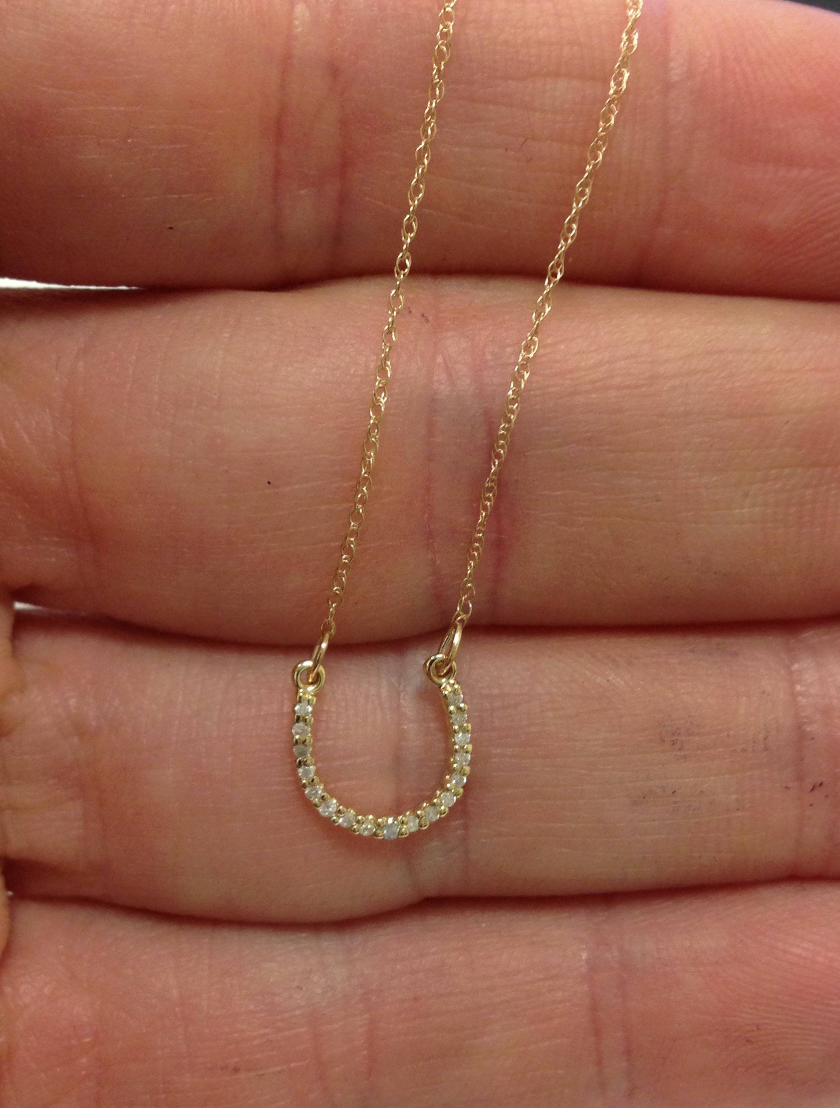 1/10ct Petite 14k Yellow Gold Diamond Horseshoe Pendant