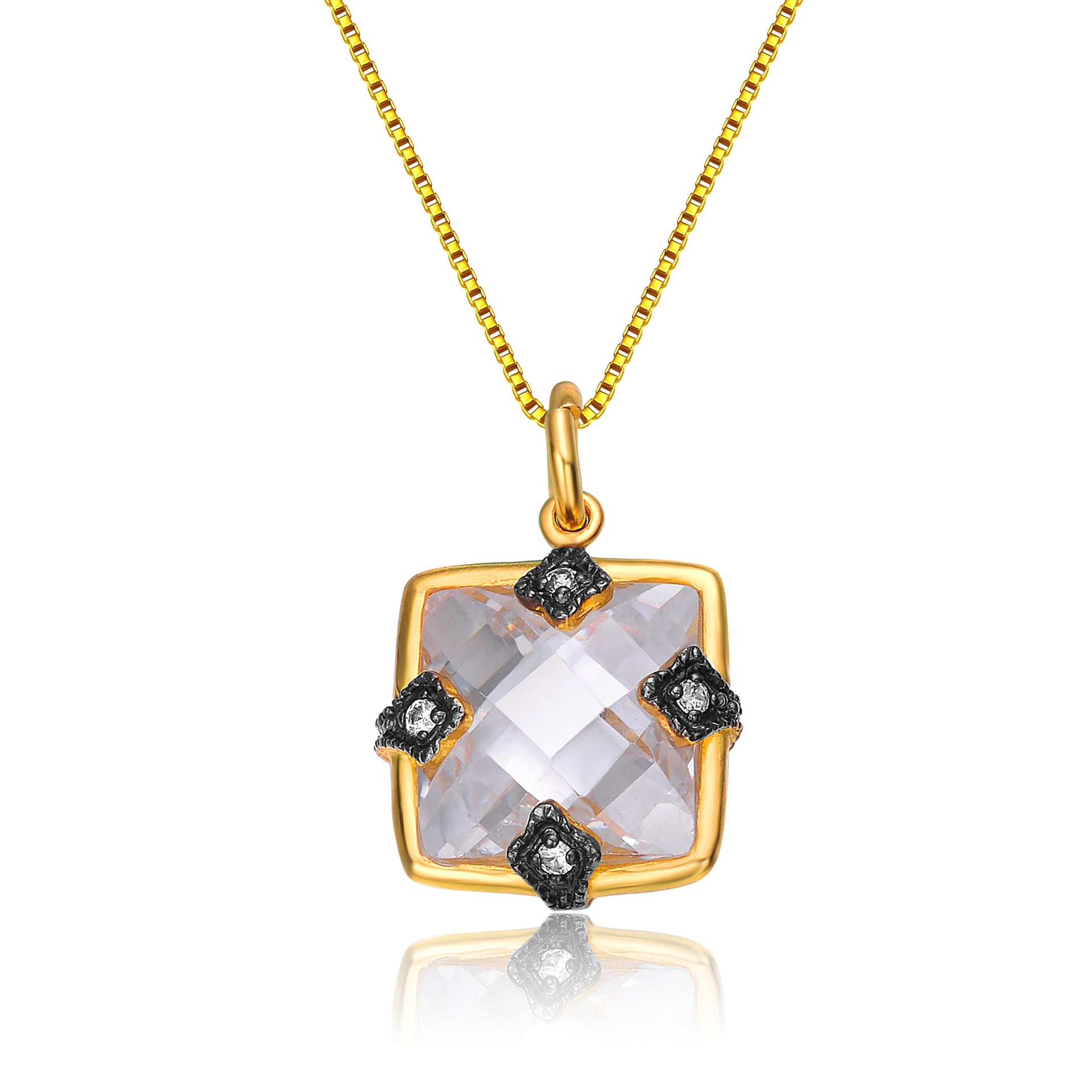 Gold Overlay Cubic Zirconia Fashionable Necklace