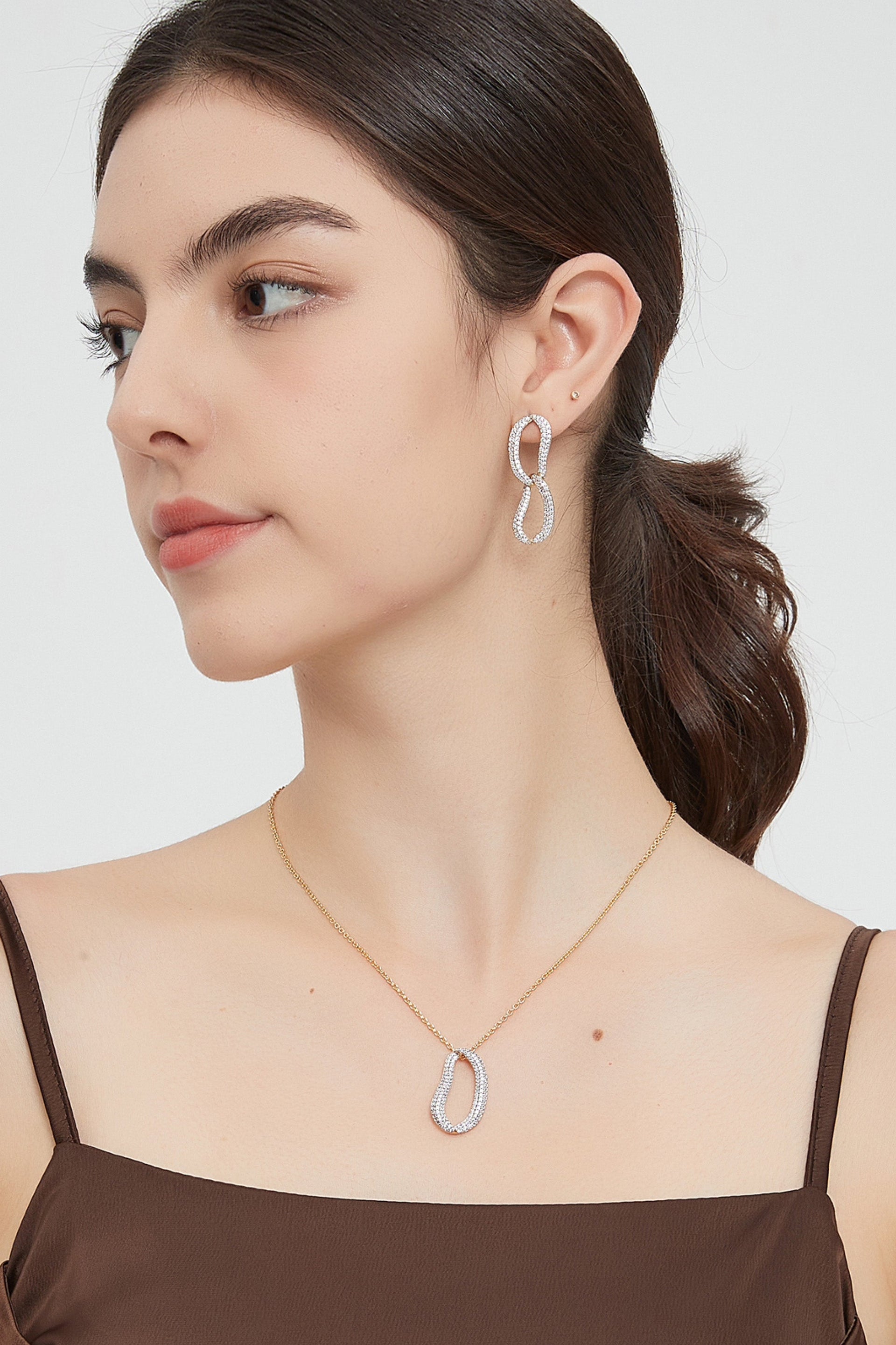 Infinity Pavé Ovate Loop Hoop Earrings