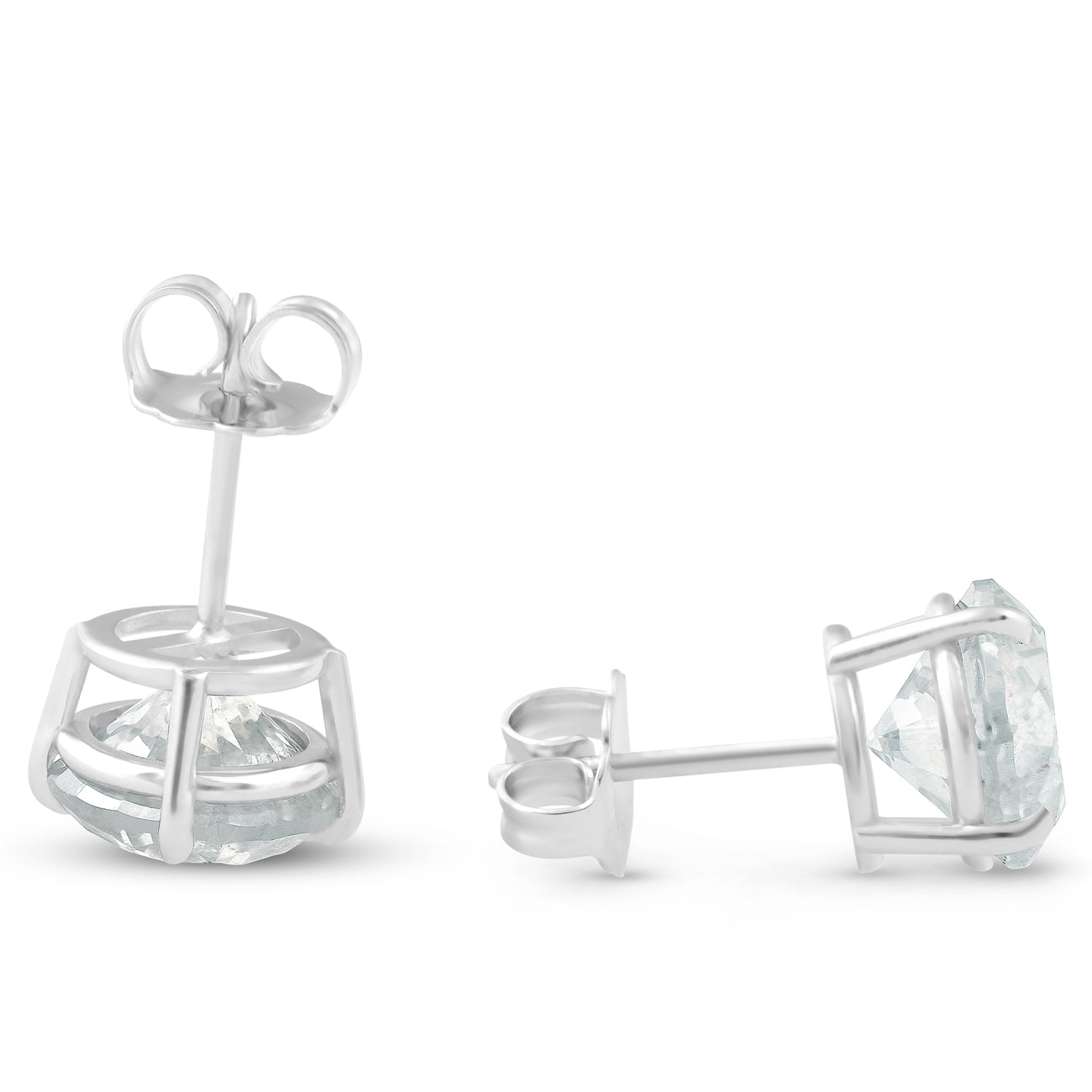 4.03 cttw Round Cut Diamond Studs 14k White Gold