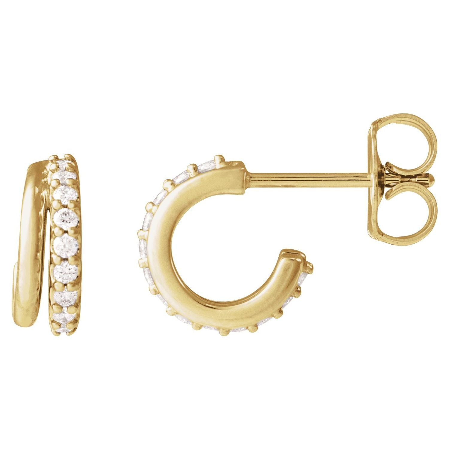 14K Yellow Gold 1/6ct Lab-grown Diamond Hoop Earrings Clarity SI Color G-H