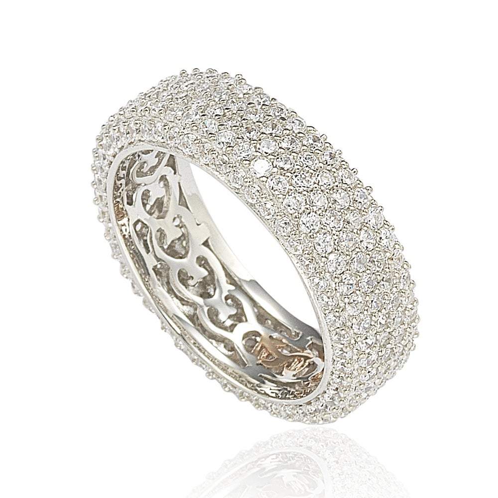 Suzy Levian Cubic Zirconia Sterling Silver Eternity Pave Ring - White