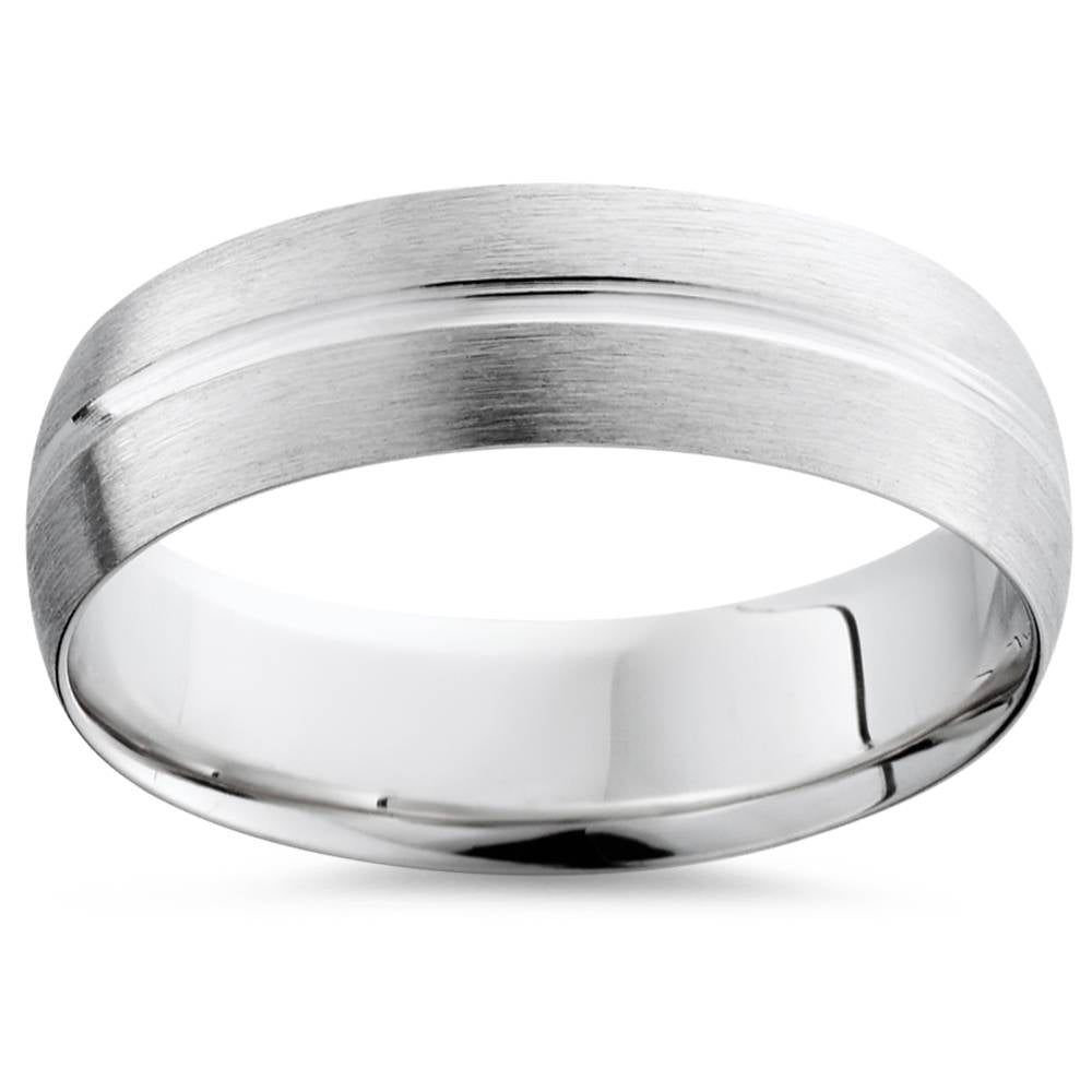 Channel Brushed Wedding Band 950 Platinum Size Selectable