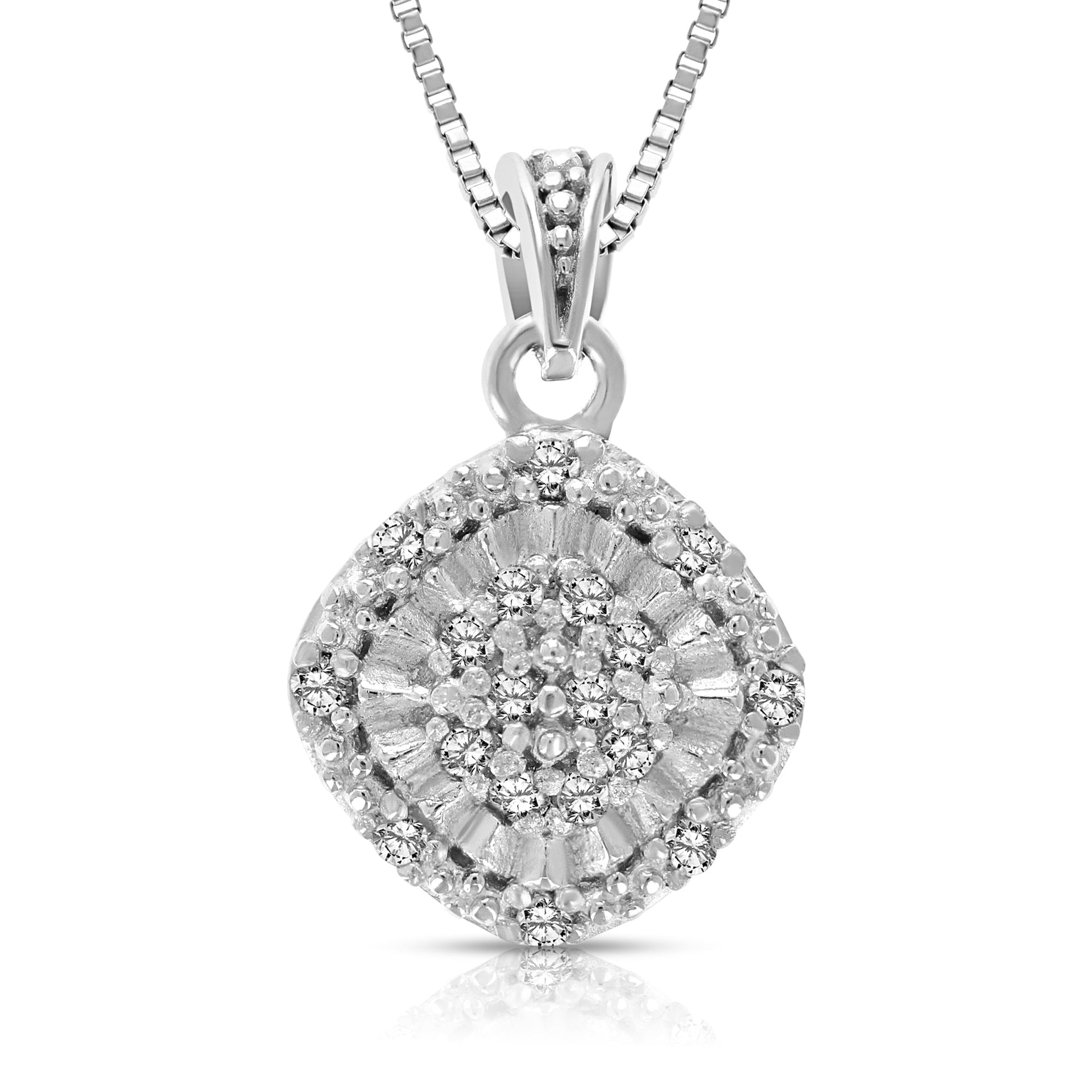 1/10 cttw Diamond Pendant Necklace .925 Sterling Silver with 18 Inch Chain
