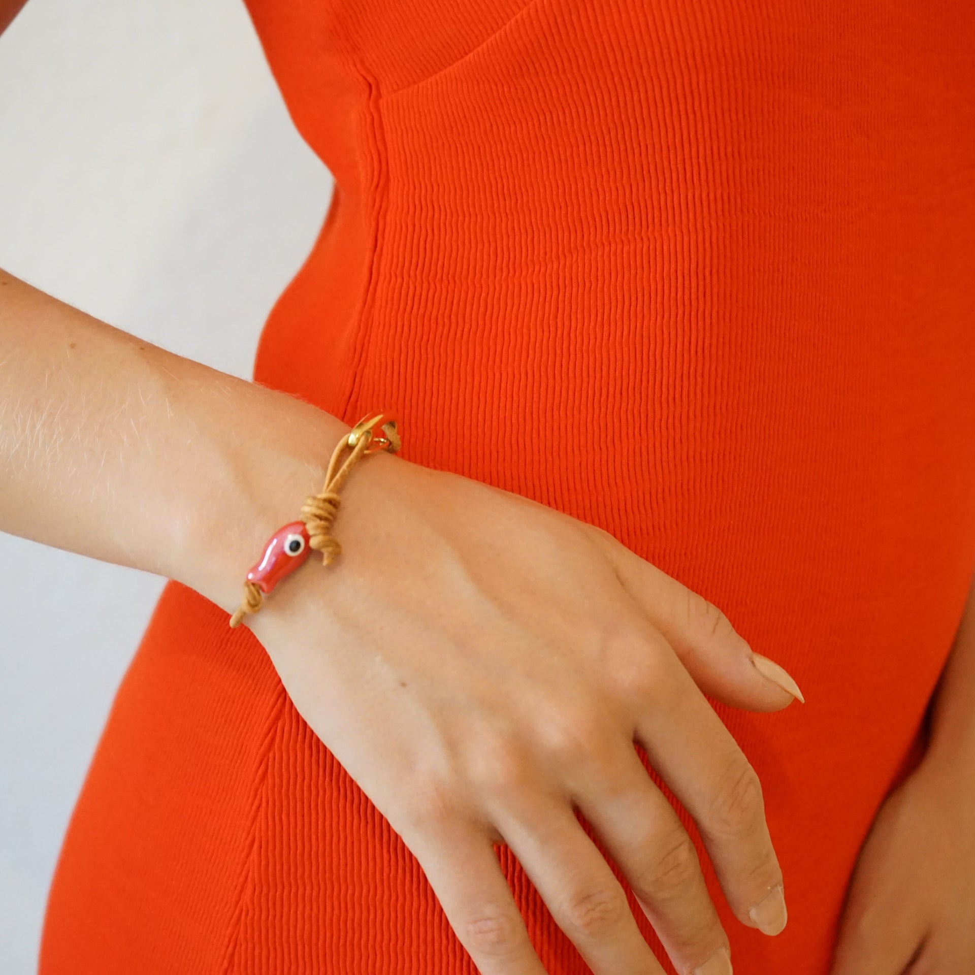 Ceramic Fish Leather Bracelet Ocean