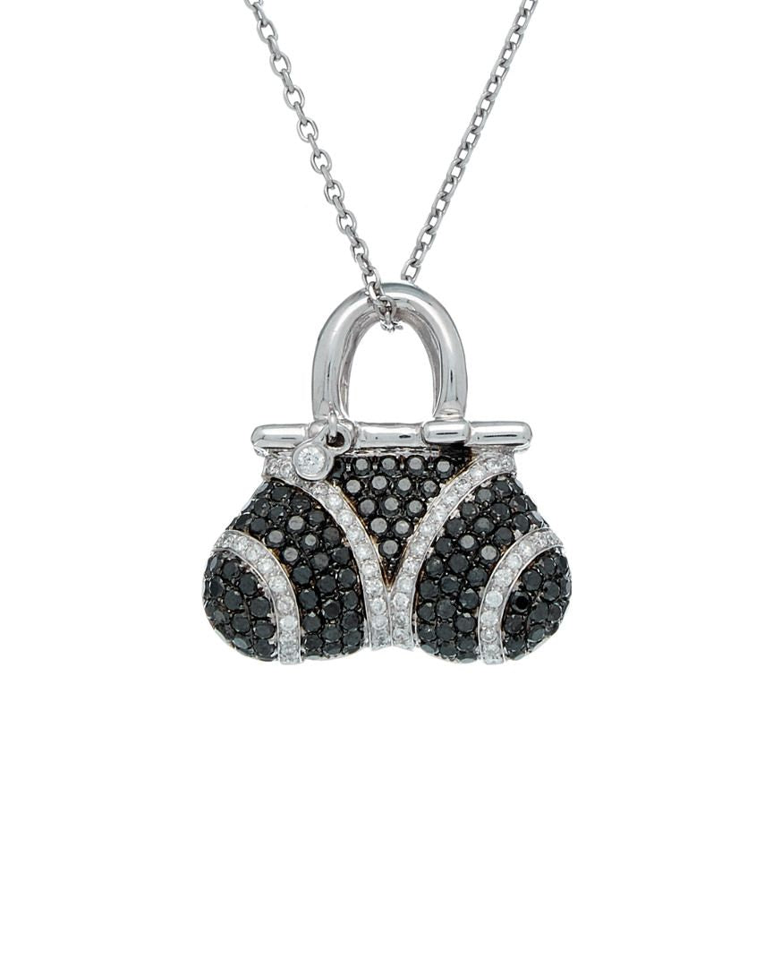 18kt white gold fashion pendant featuring 1.85 cts of black diamonds and 0.50 cts of white diamonds