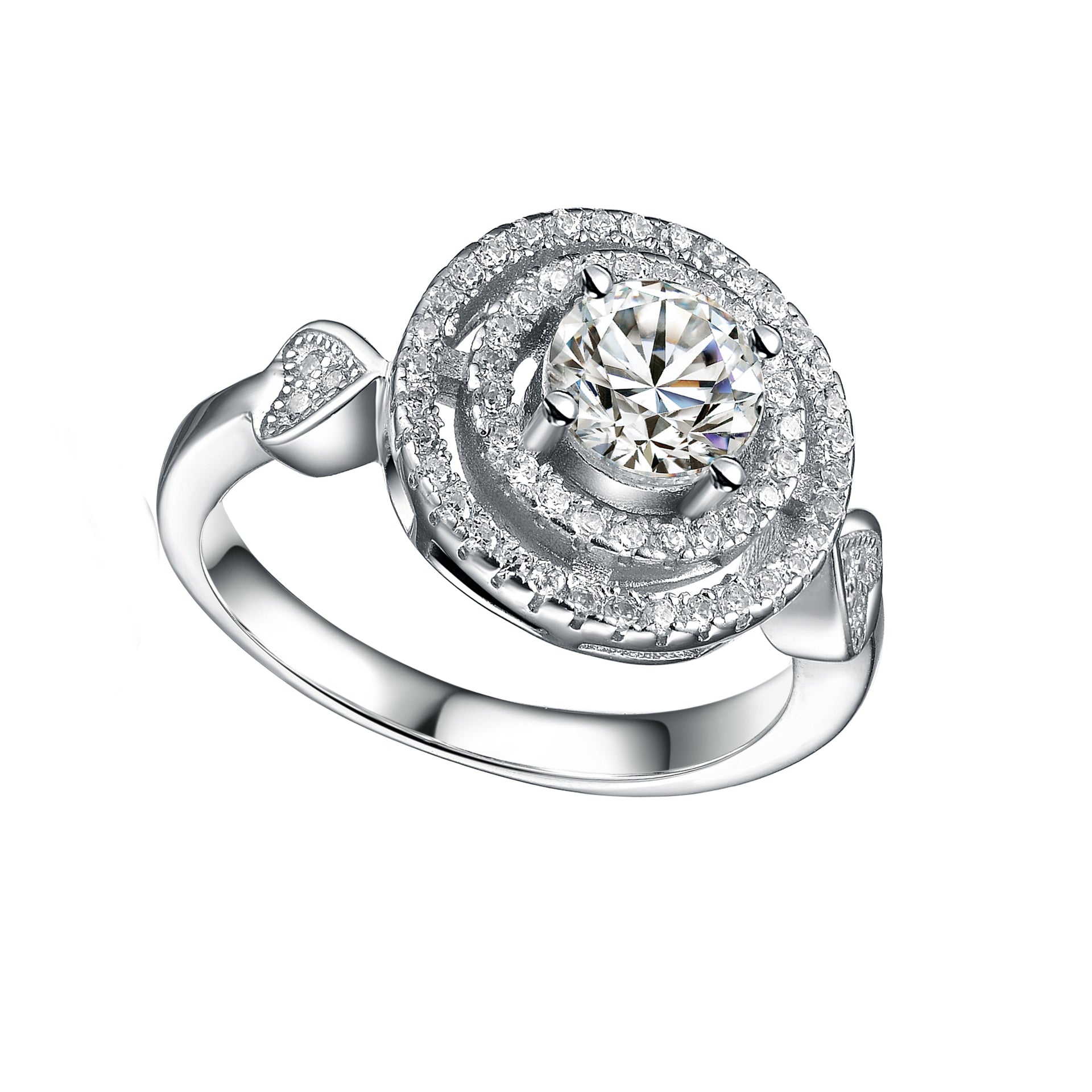 Sterling Sivlver Cubic Zirconia Double Halo Ring