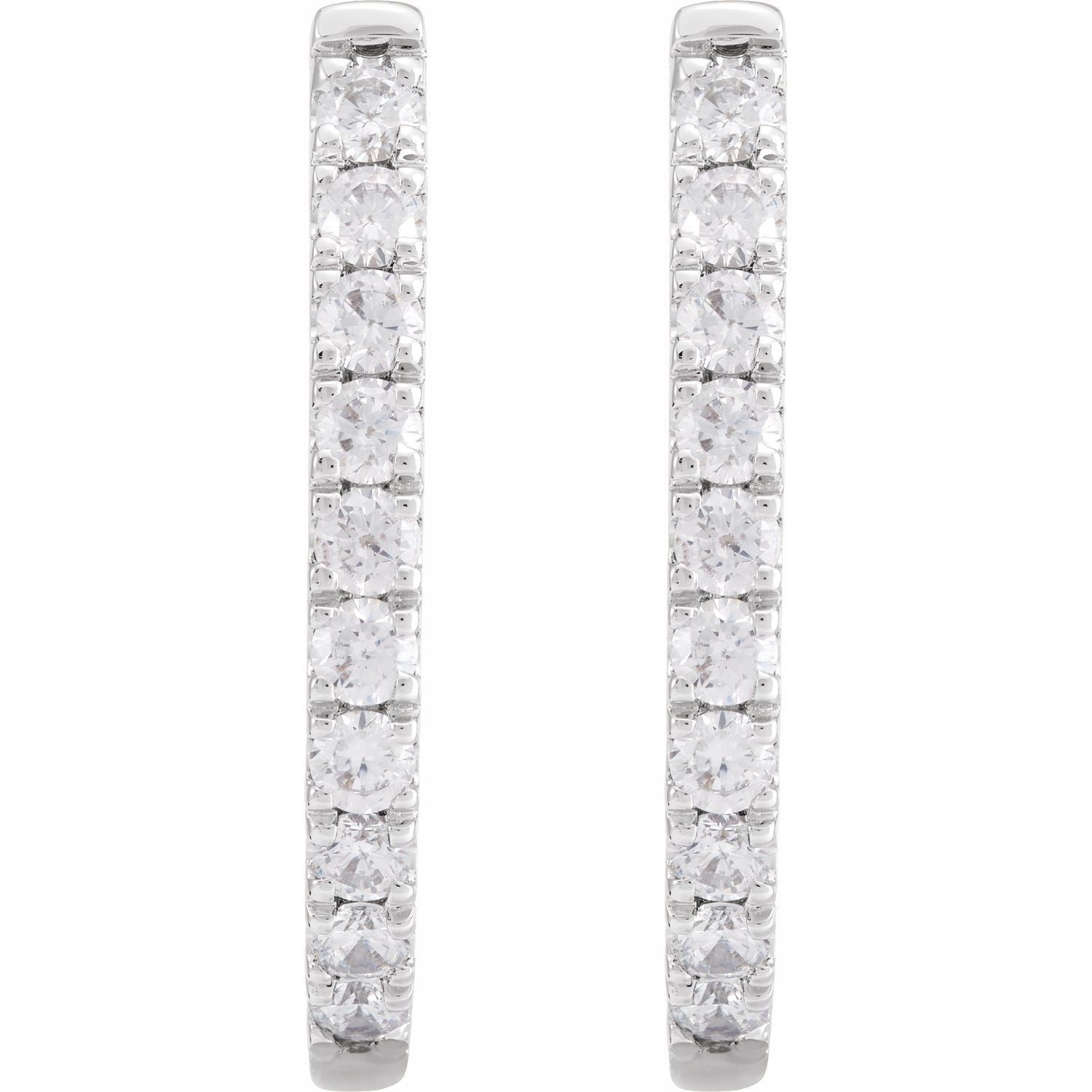 14K White Gold 9/10ct Lab-grown Diamond Hoop Earrings Clarity SI Color G-H