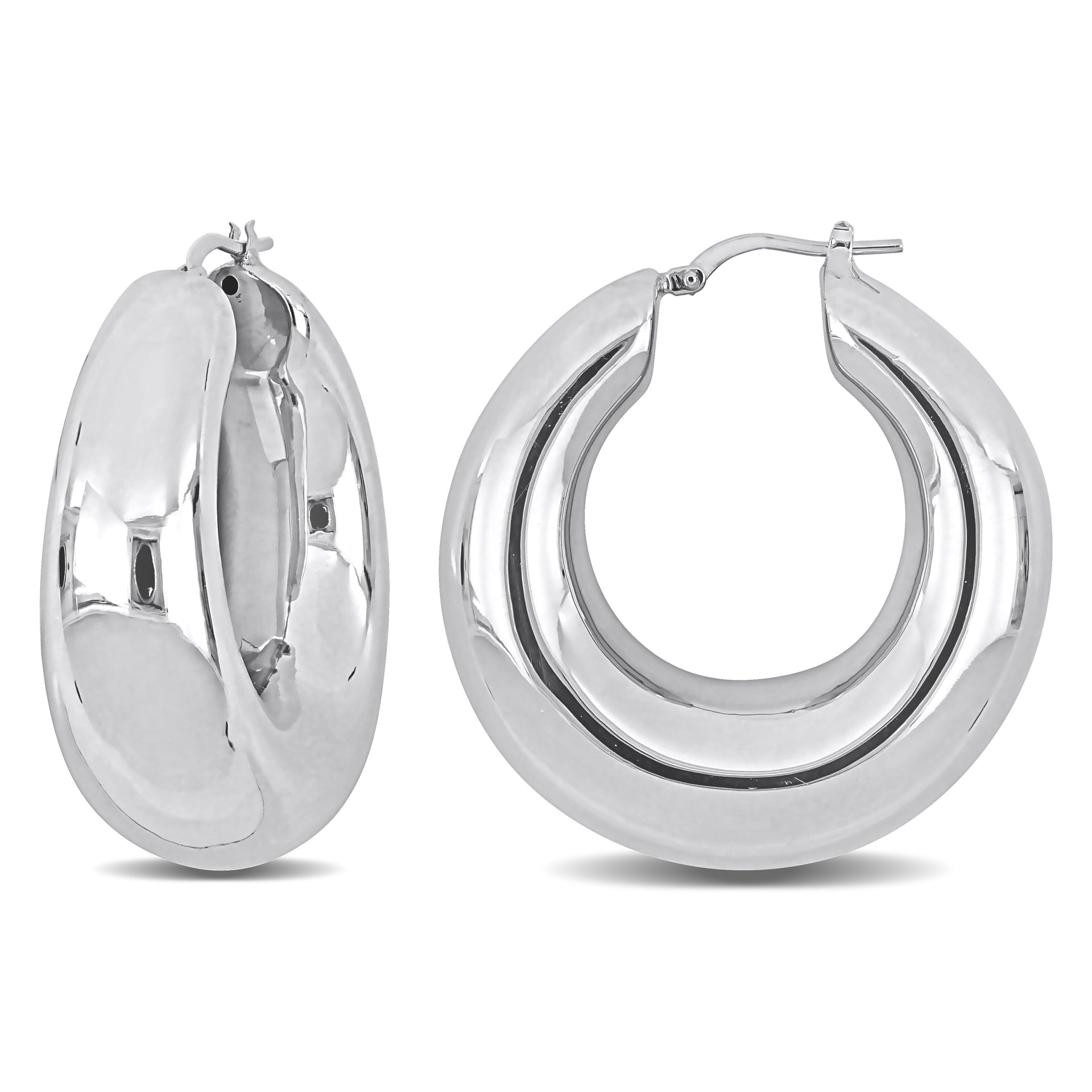 40 MM Polished Hoop Earrings in Sterling Silver