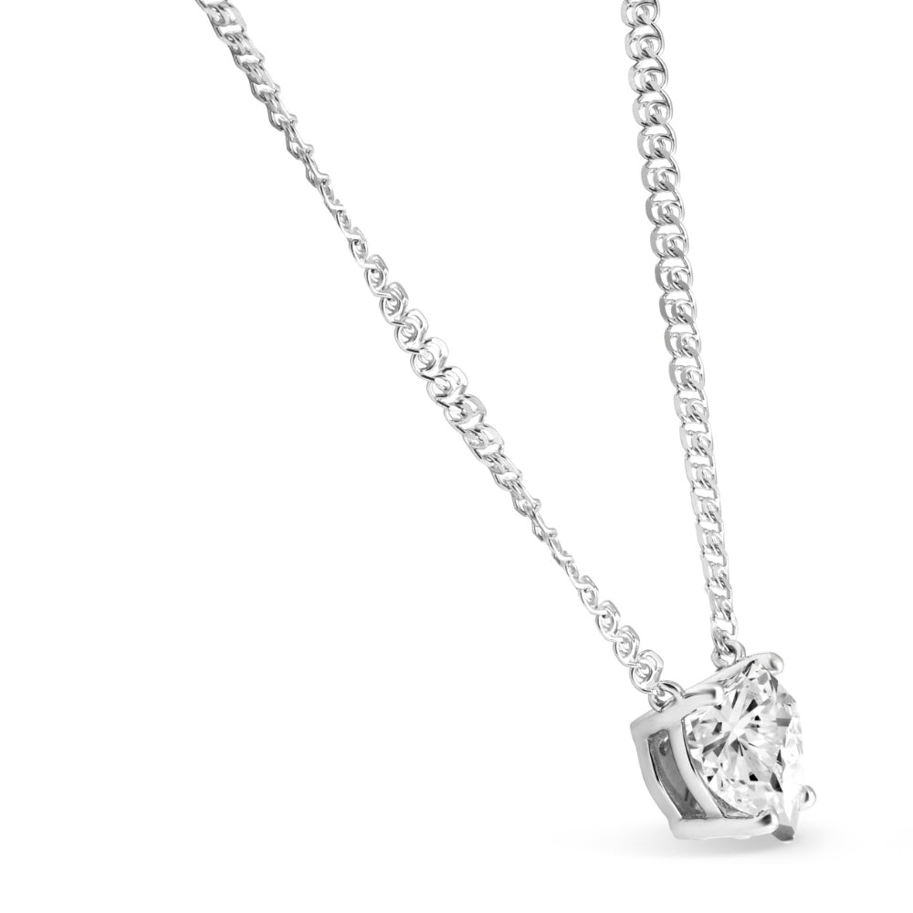 Certified 3Ct Heart Solitaire Diamond Pendant Necklace 14k Gold Lab Grown