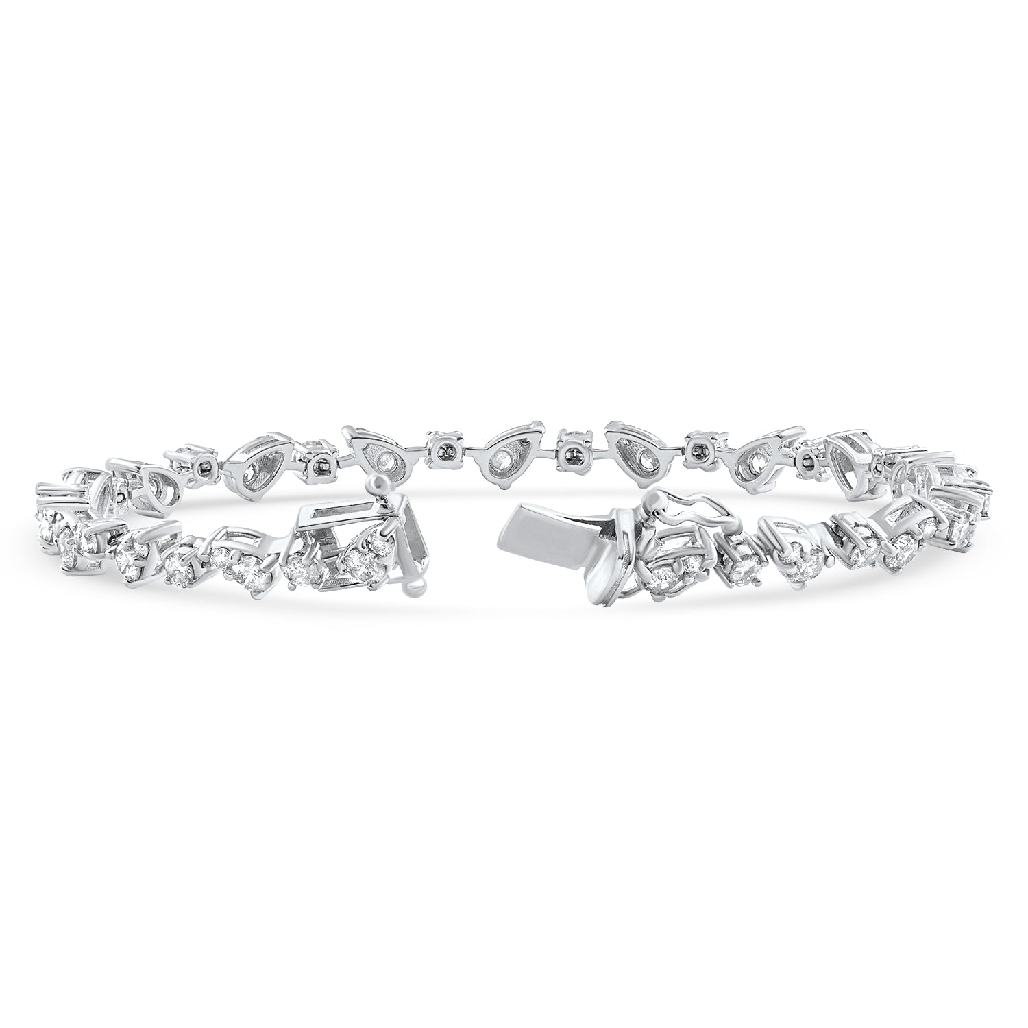 3.43Ct 14k White Gold Natural Real Diamond Pear Frame Tennis Bracelet 7' Women's